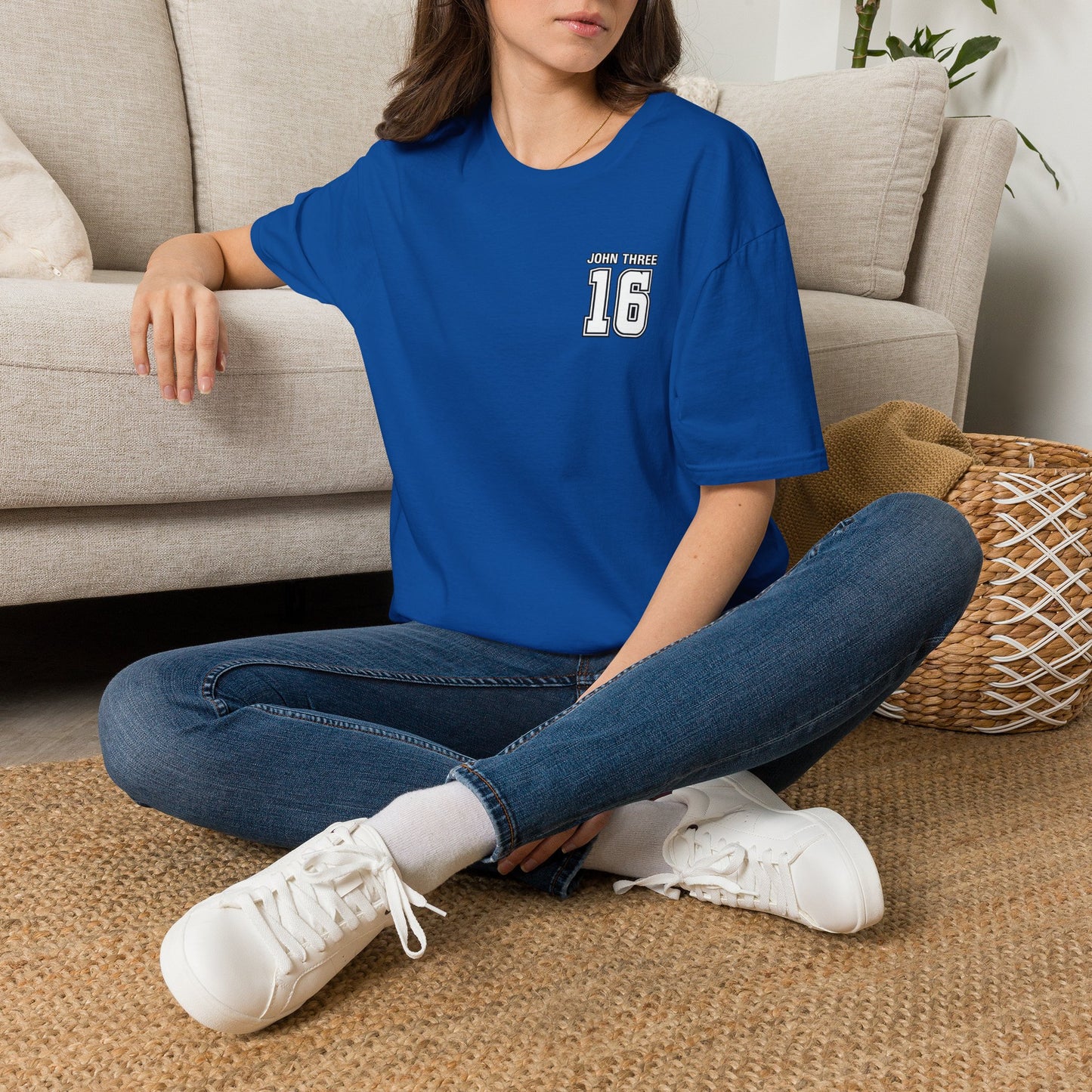 John Three 16 Chest and Back Jersey Print with Scripture Tee