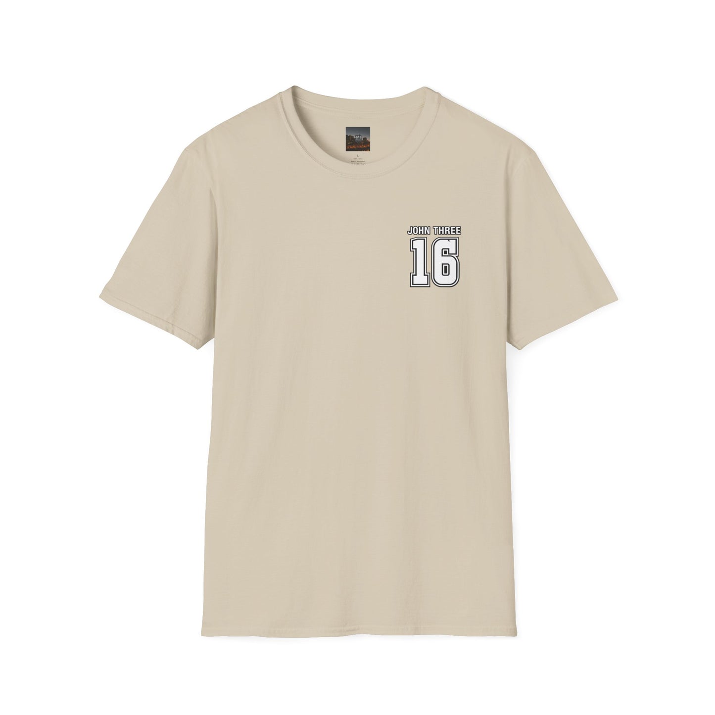 John Three 16 Chest and Back Jersey Print with Scripture Tee