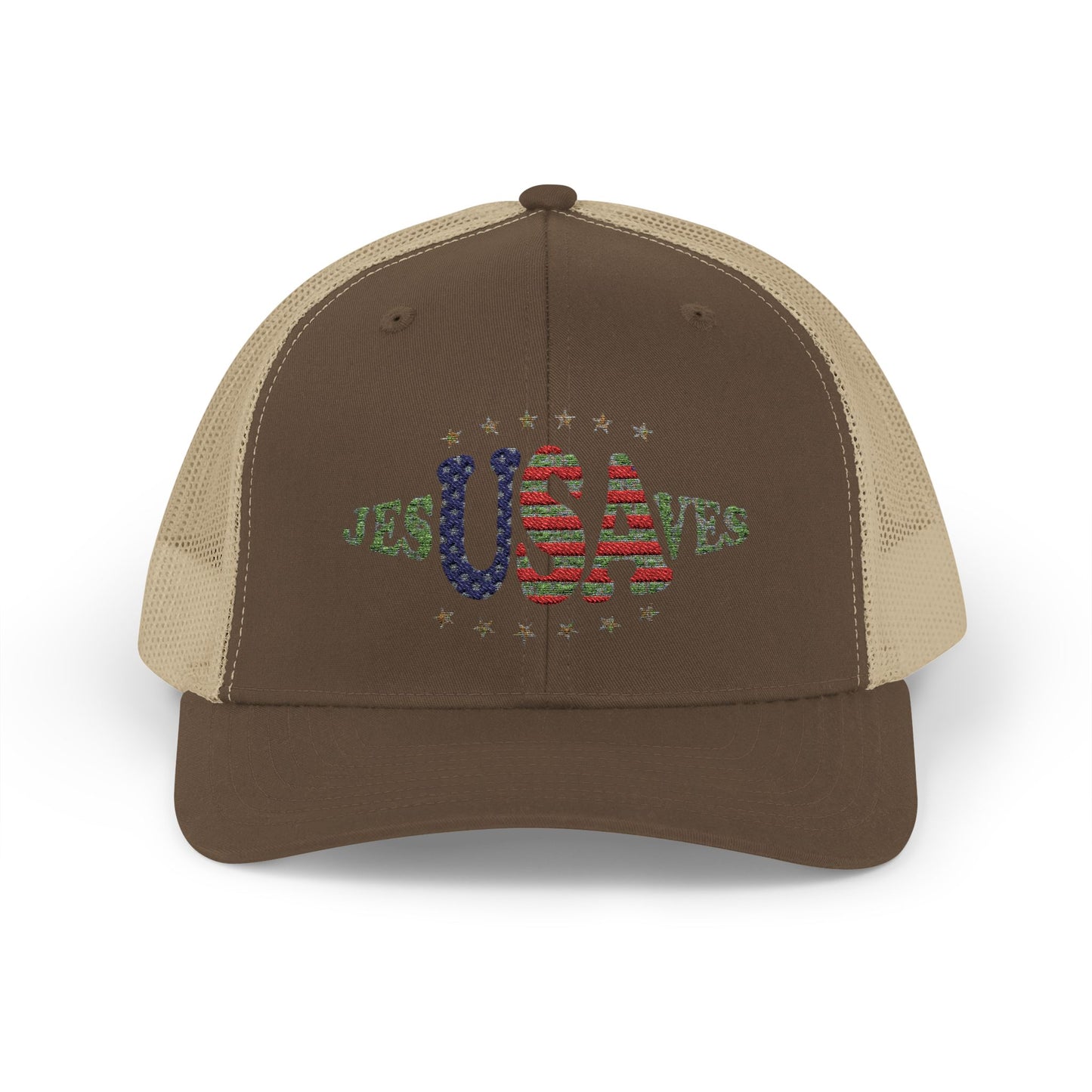 JesUSAves Patriotic Snapback Trucker Cap American Flag Christian Faith