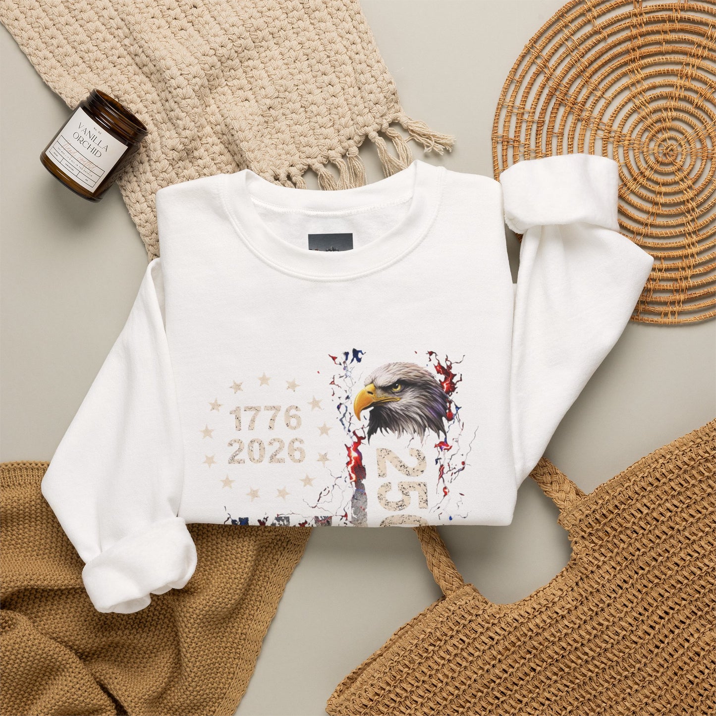 #250 1776-2026 250 Years USA Bicentennial Eagle Crewneck Sweatshirt