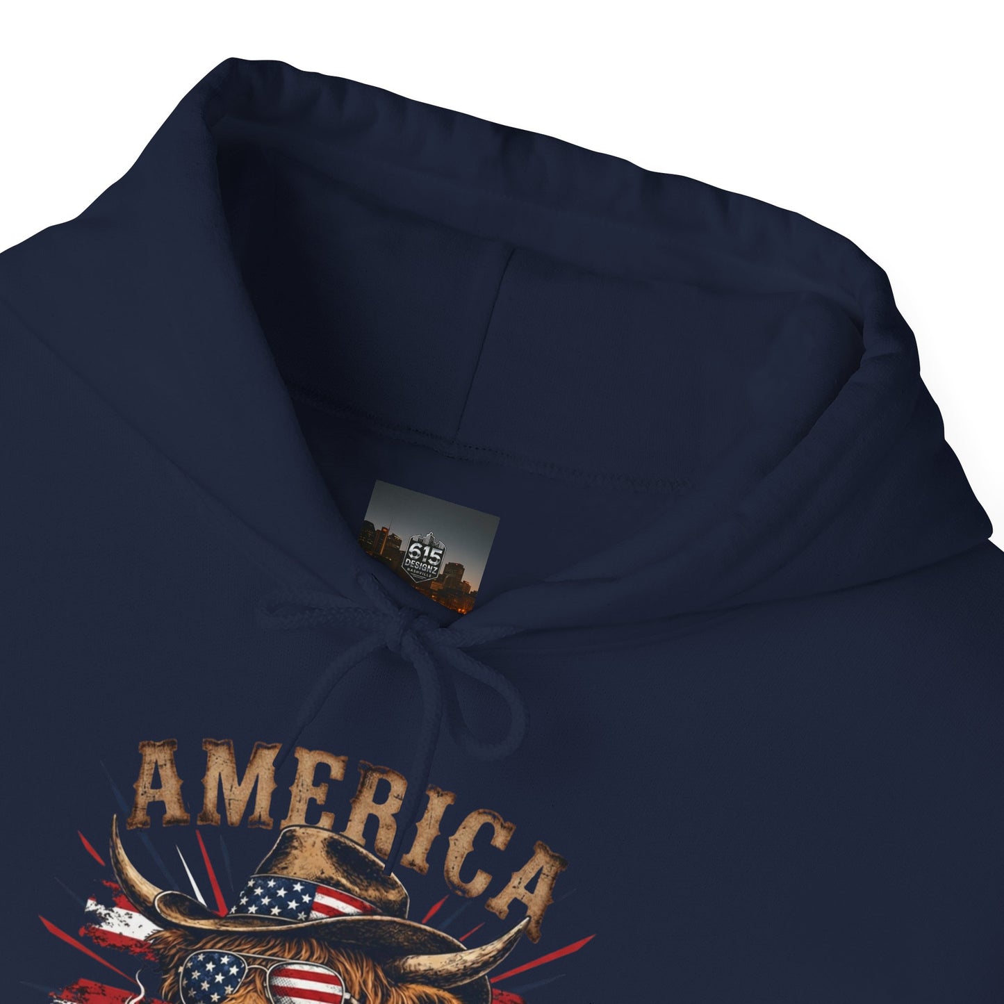 #250 America 250 Strong Patriotic Bull with American Flag Hoodie