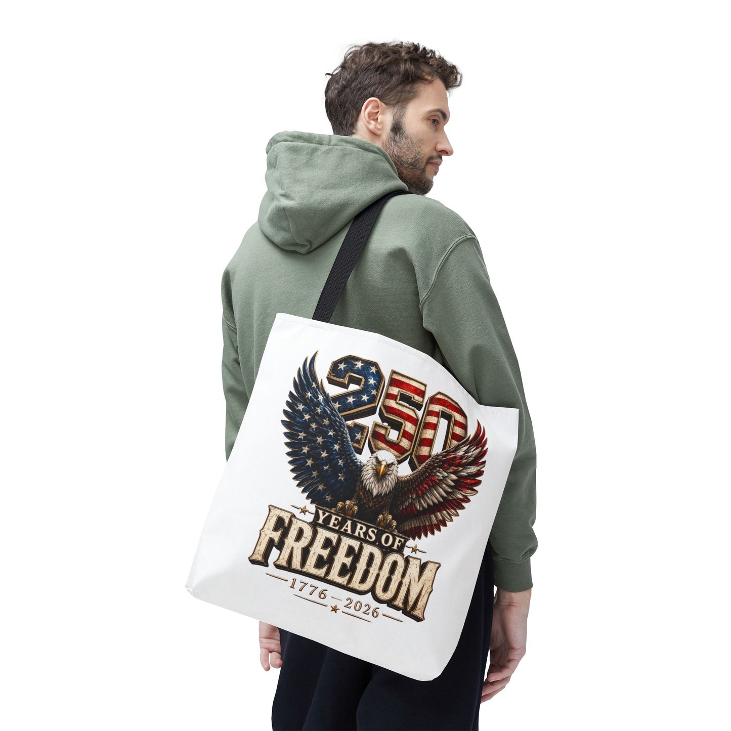 #250 250 Years of Freedom Eagle Patriotic American Flag Anniversary (1776–2026) Patriotic Tote Bag