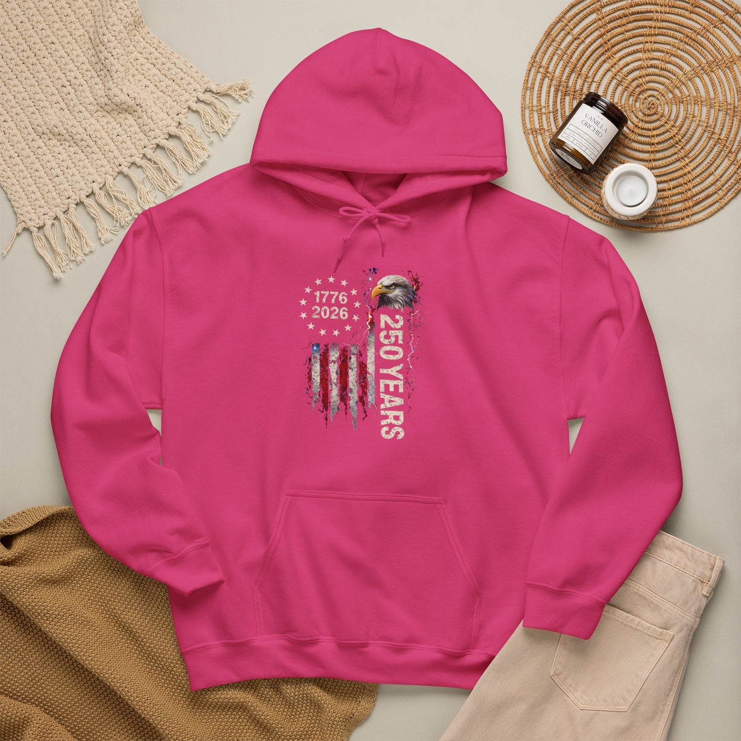 #250 1776-2026 250 Years USA Bicentennial Eagle Hoodie