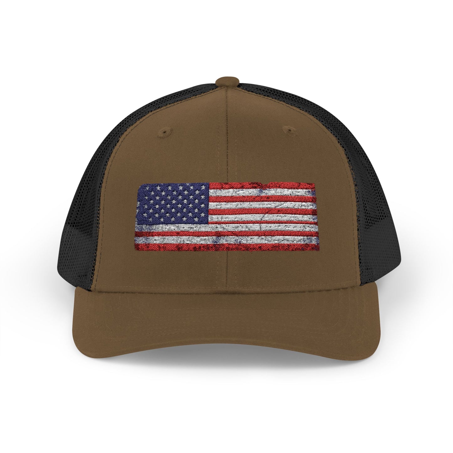 #250 Distressed American Flag Snapback Trucker Cap