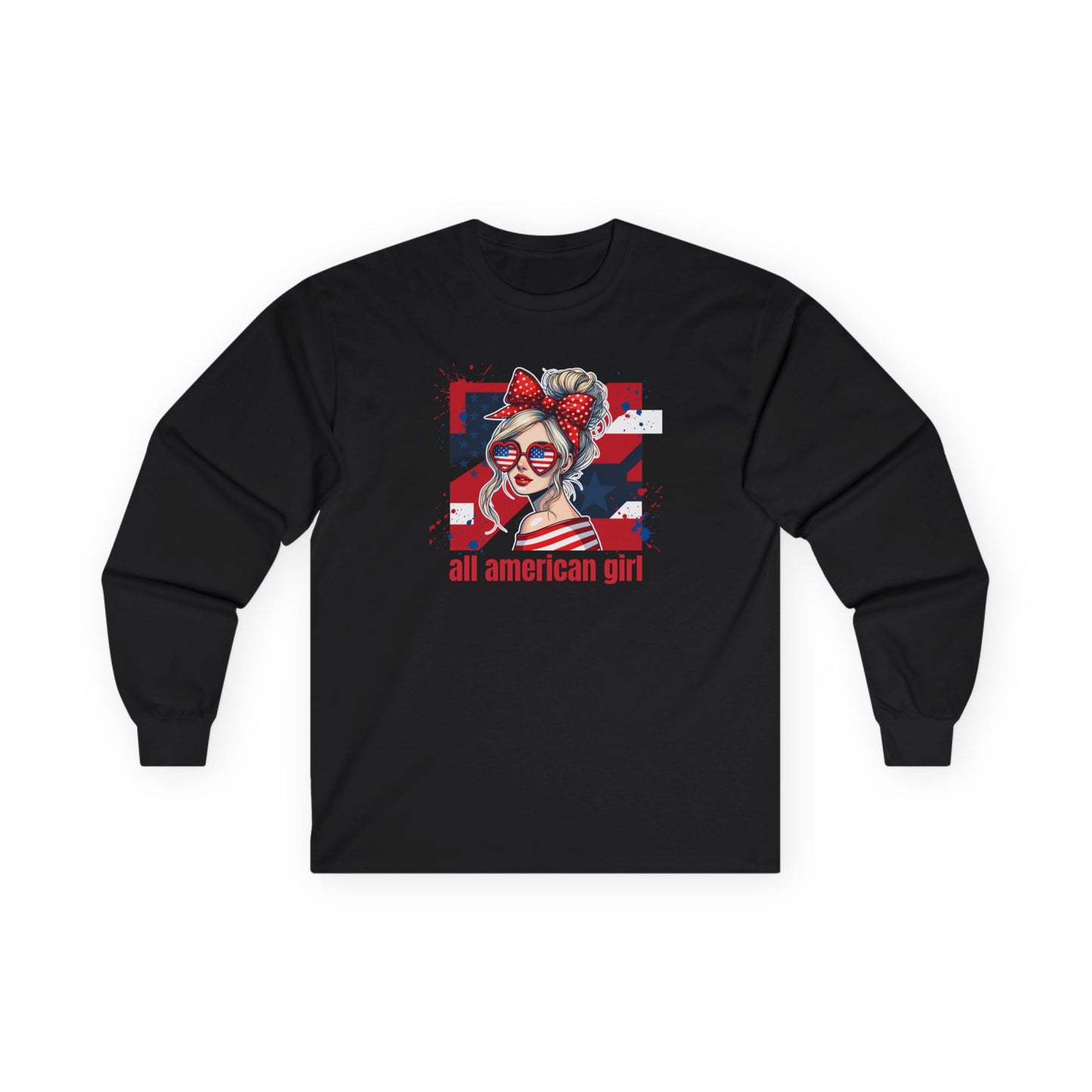 #250 All American Girl Patriotic Long Sleeve Tee