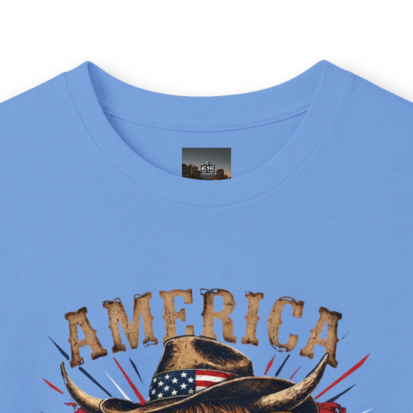 #250 America 250 Strong Patriotic Bull with American Flag Long Sleeve Tee
