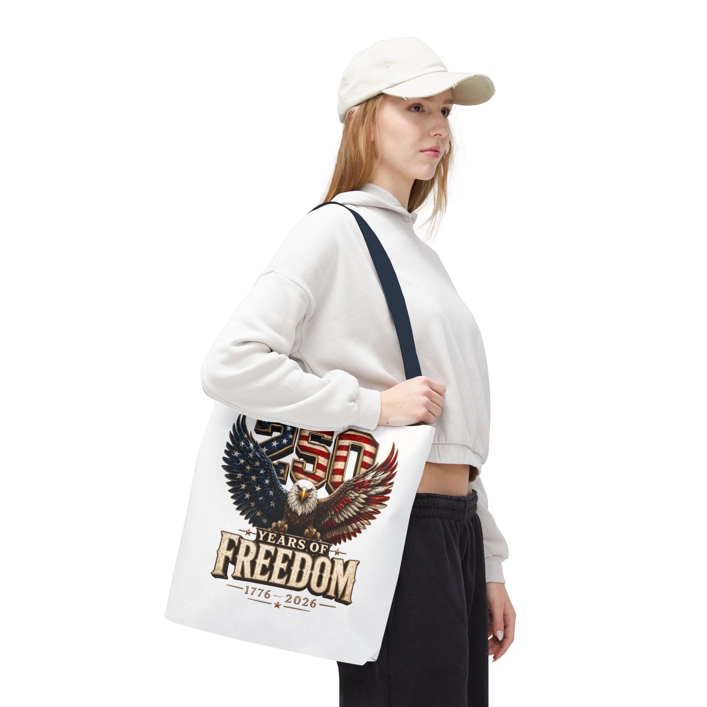 #250 250 Years of Freedom Eagle Patriotic American Flag Anniversary (1776–2026) Patriotic Tote Bag