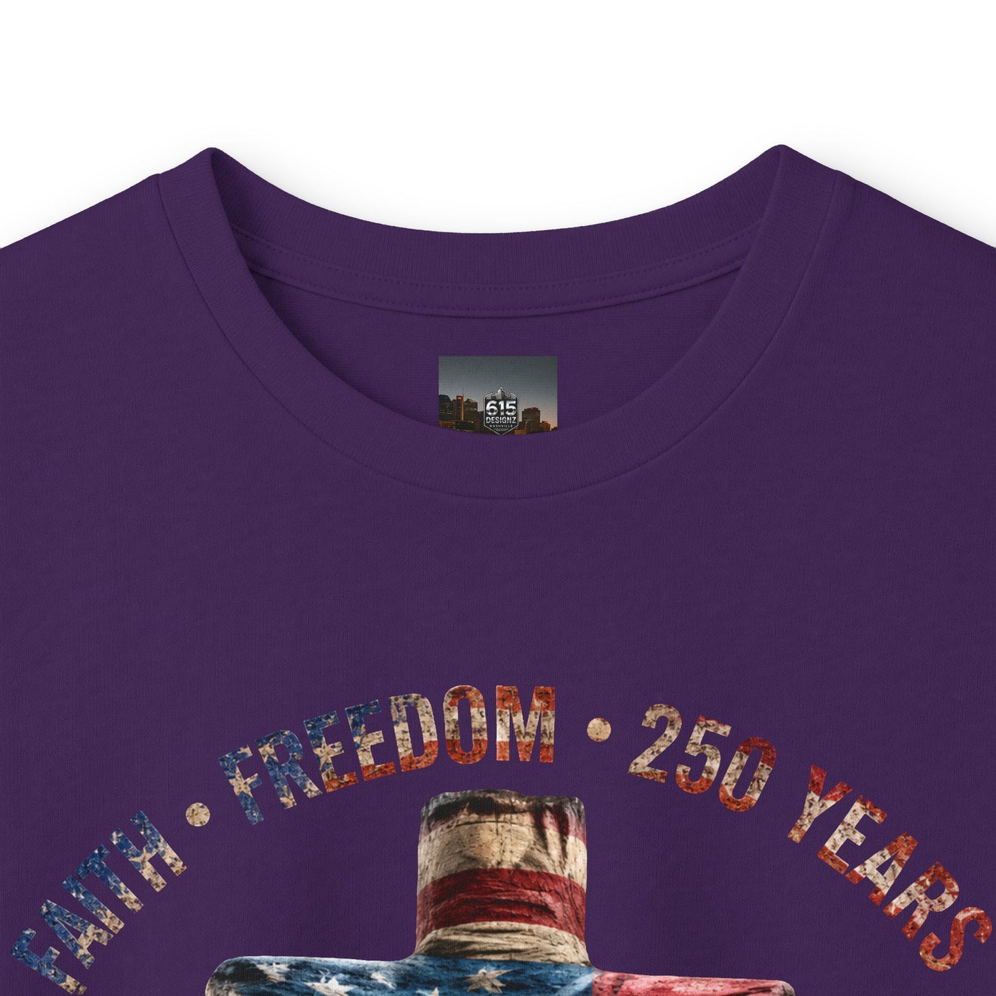 #250 Faith • Freedom 250 Years American Flag Cross & Eagle 1776-2026 Long Sleeve Tee
