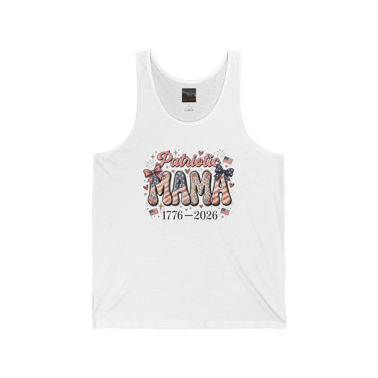#250 Patriotic Mama 1776–2026 American Flag Tank Top