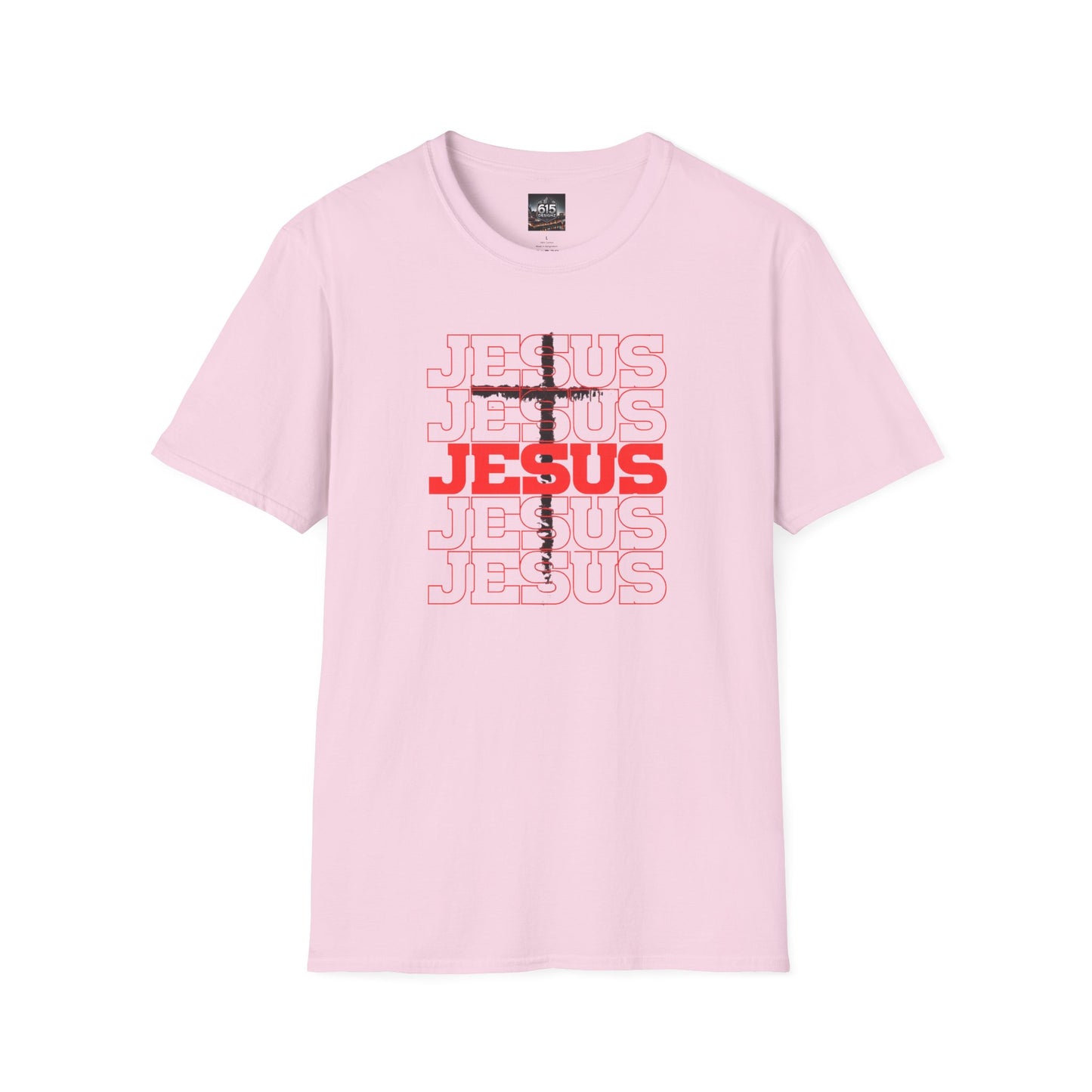 Jesus Cross Red Text Black Cross Graphic T-Shirt — Religious Faith Tee
