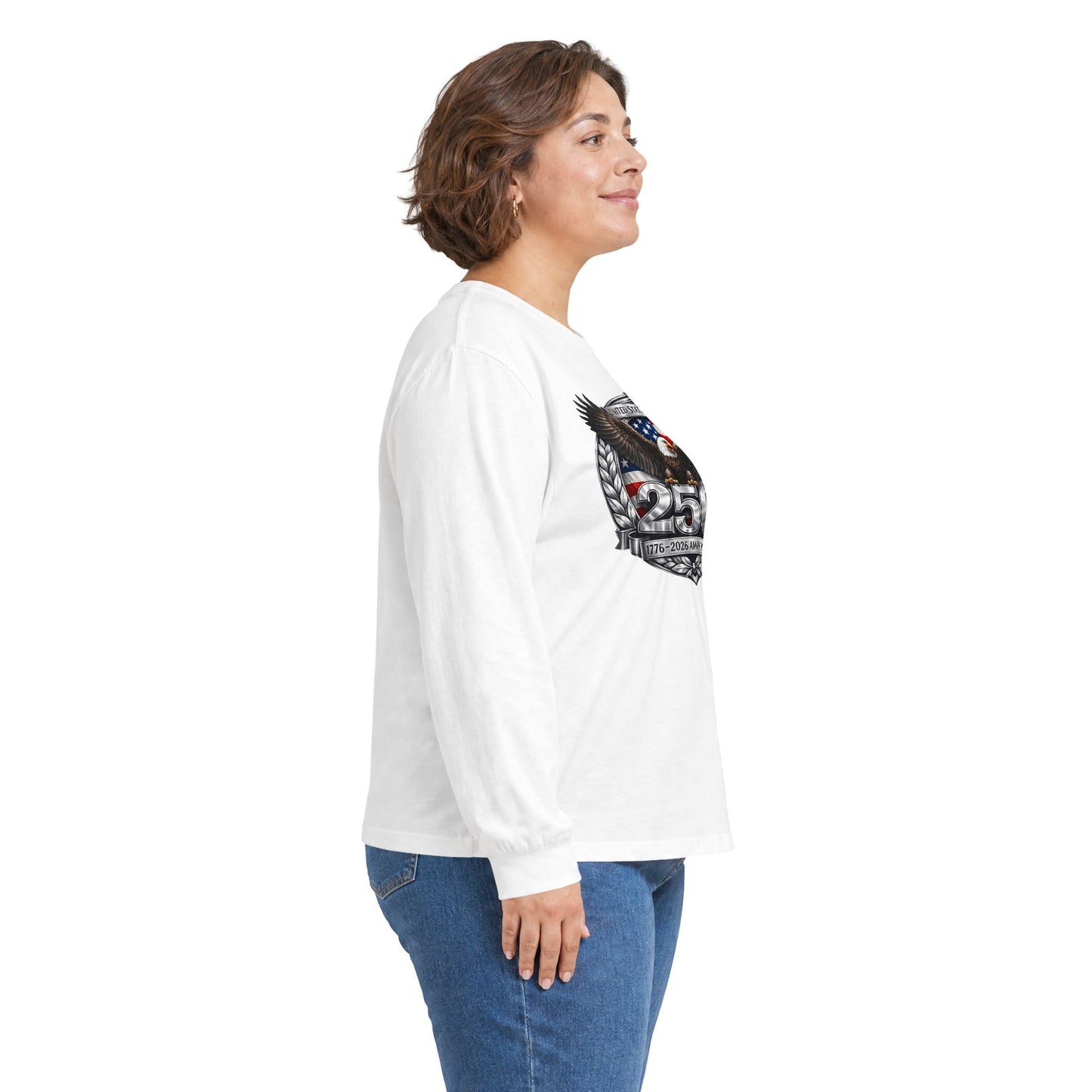 #250 Patriotic Bald Eagle 250 United States Emblem Long Sleeve Tee