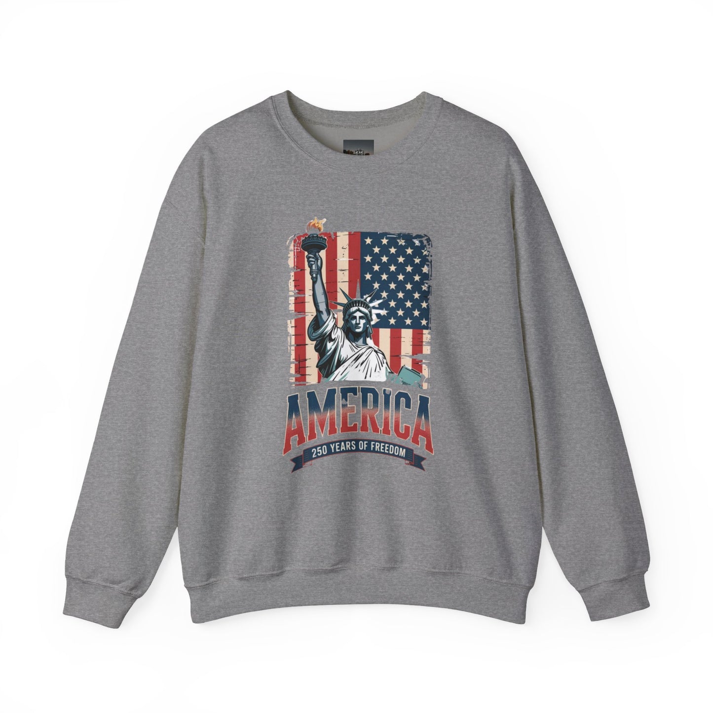 #250 Statue of Liberty American Flag 'America' Patriotic Independence Day Crewneck Sweatshirt