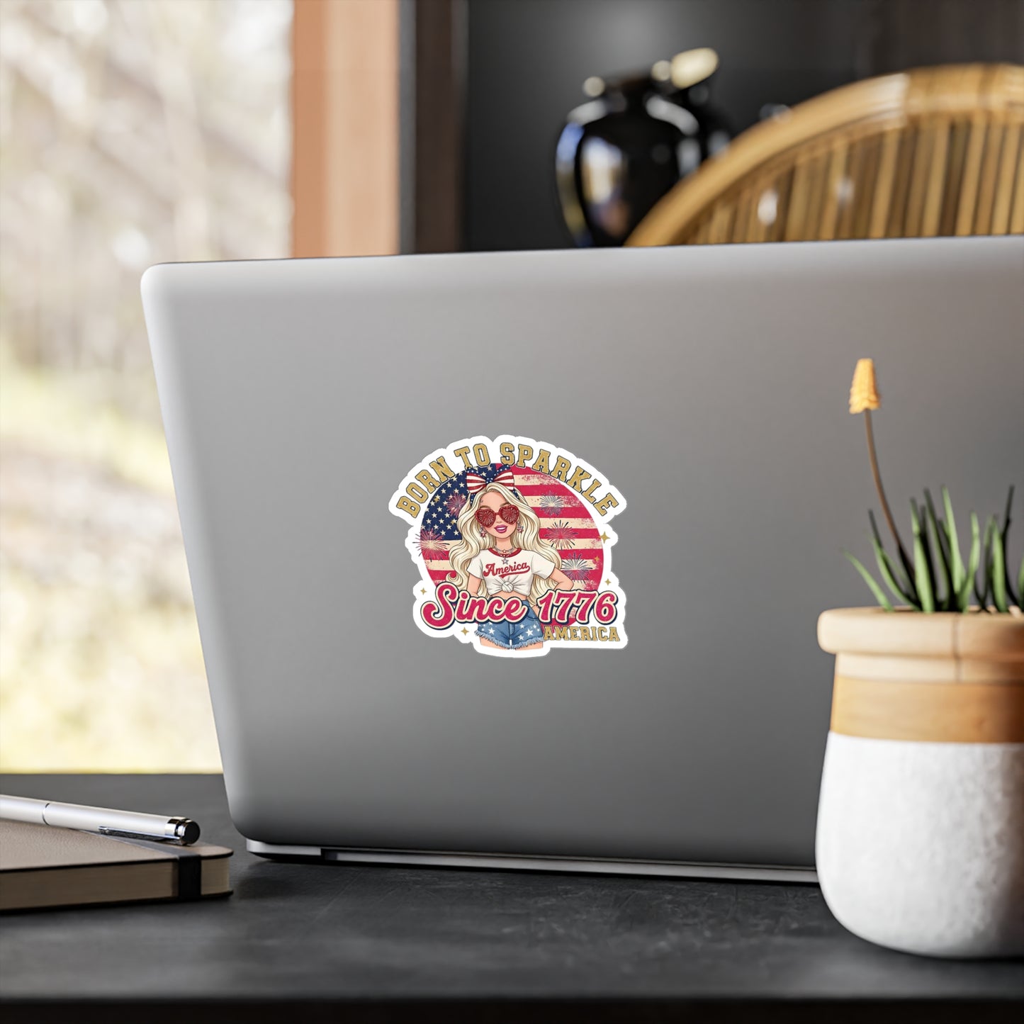 #250 "Born to Sparkle Since 1776" Patriotic Vinyl Sticker Kiss-Cut Decal (Fourth of July)