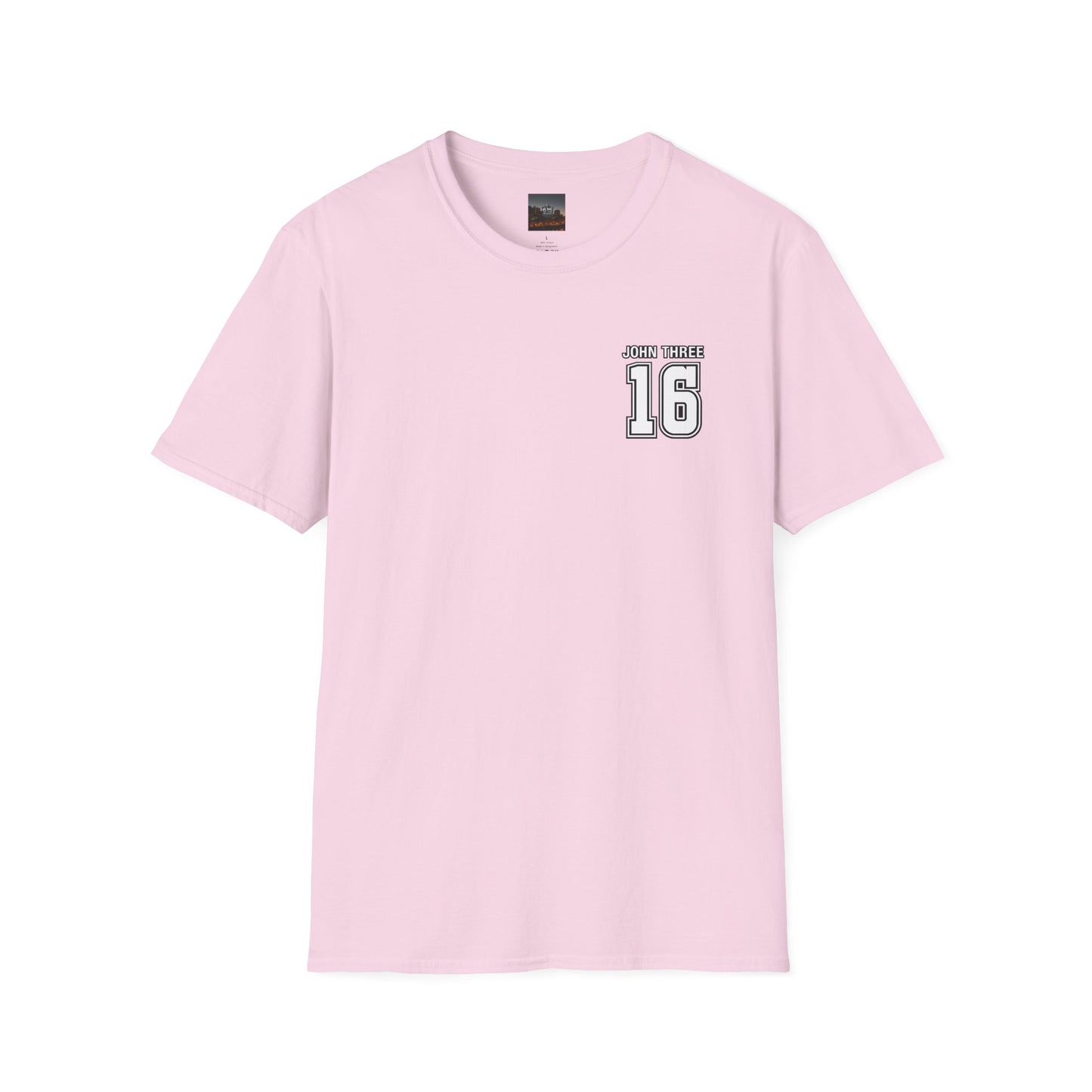 John Three 16 Chest and Back Jersey Print with Scripture Tee