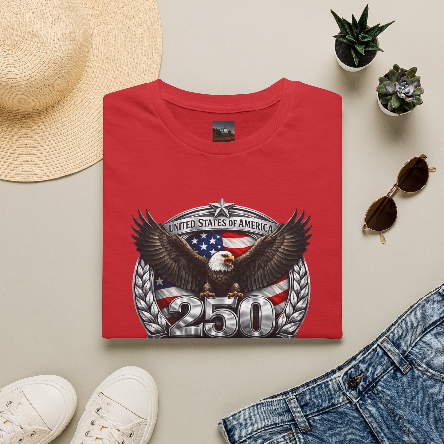#250 Patriotic Bald Eagle 250 United States Emblem T-Shirt