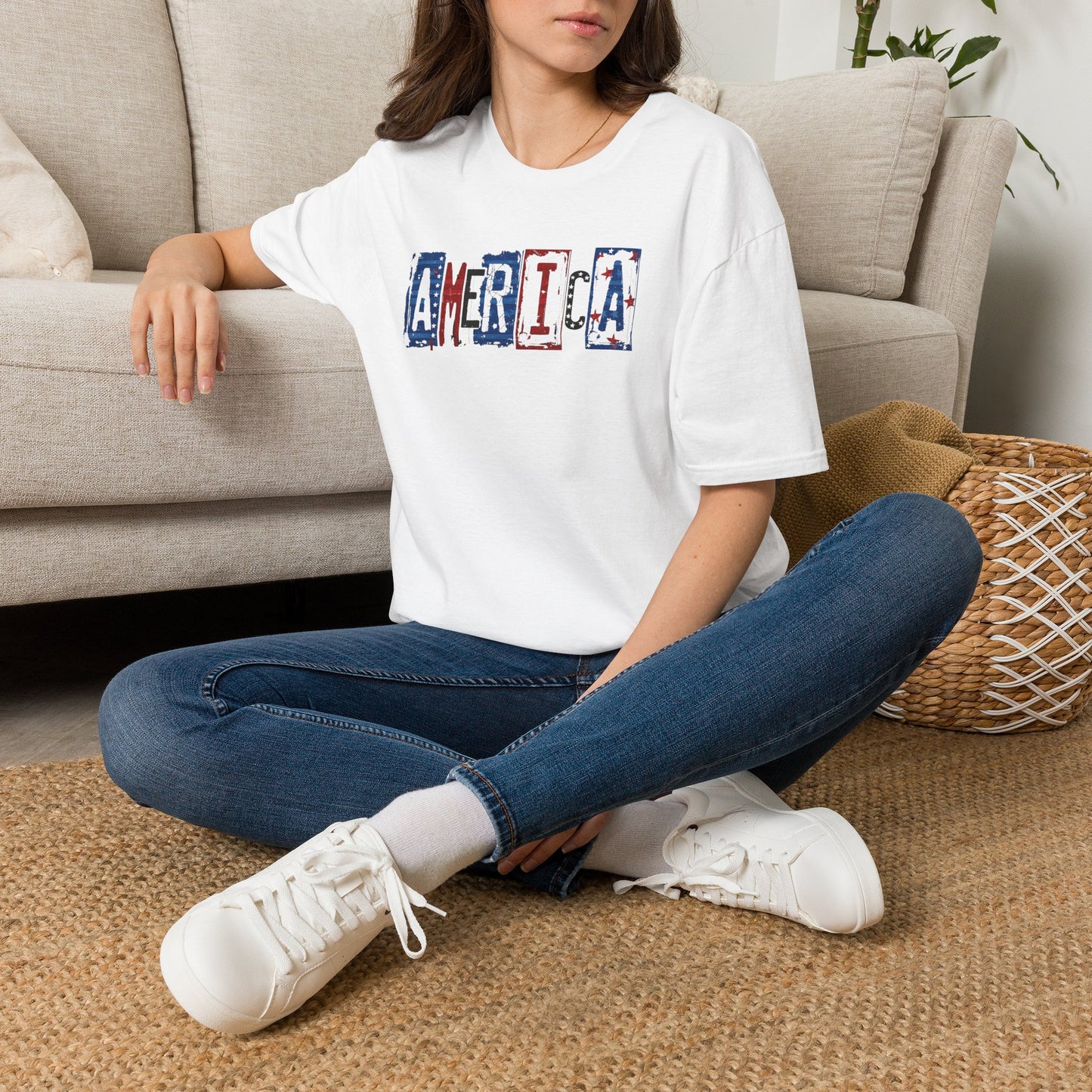#250 America Retro Block Text Patriotic T-Shirt