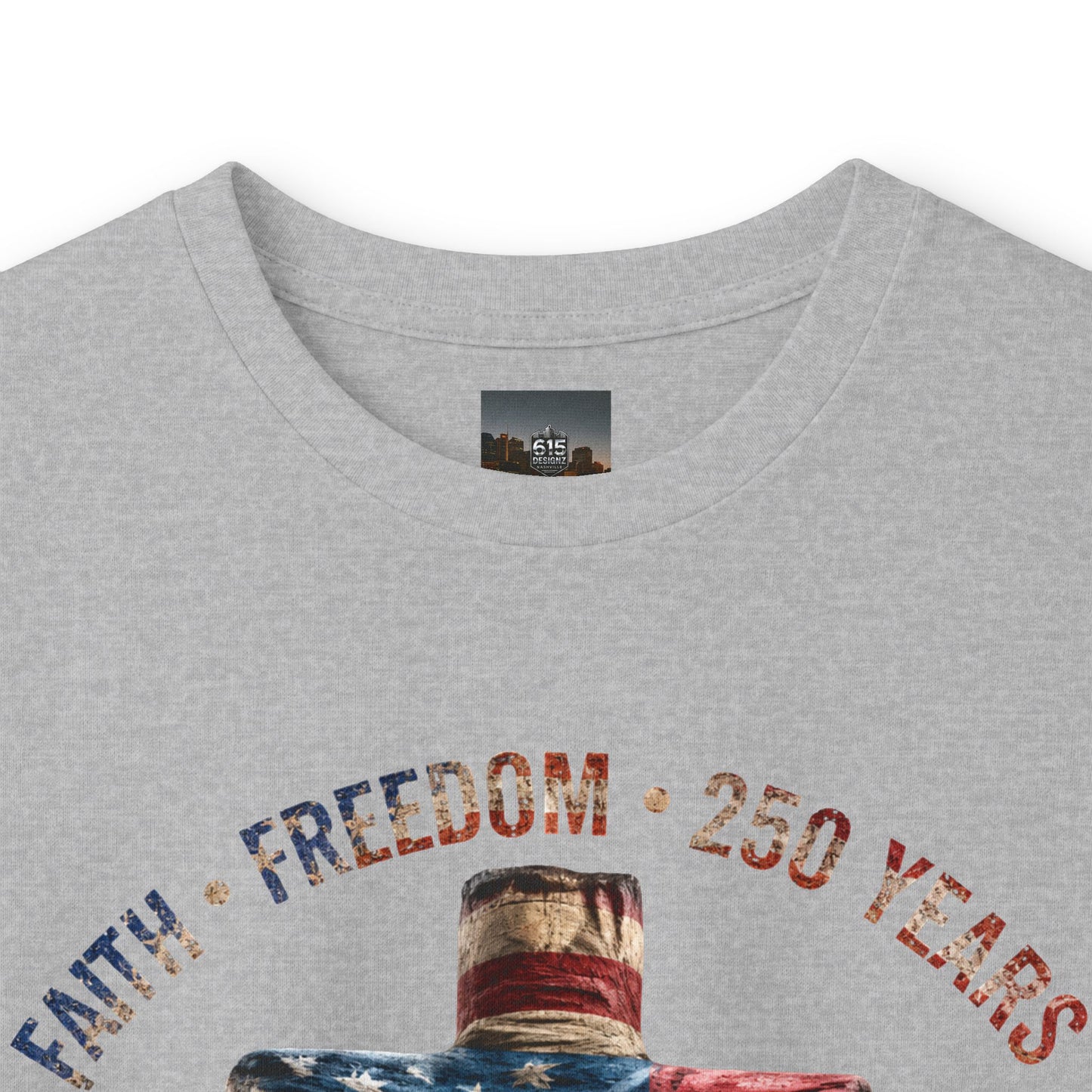#250 Faith • Freedom 250 Years American Flag Cross & Eagle 1776-2026 Long Sleeve Tee