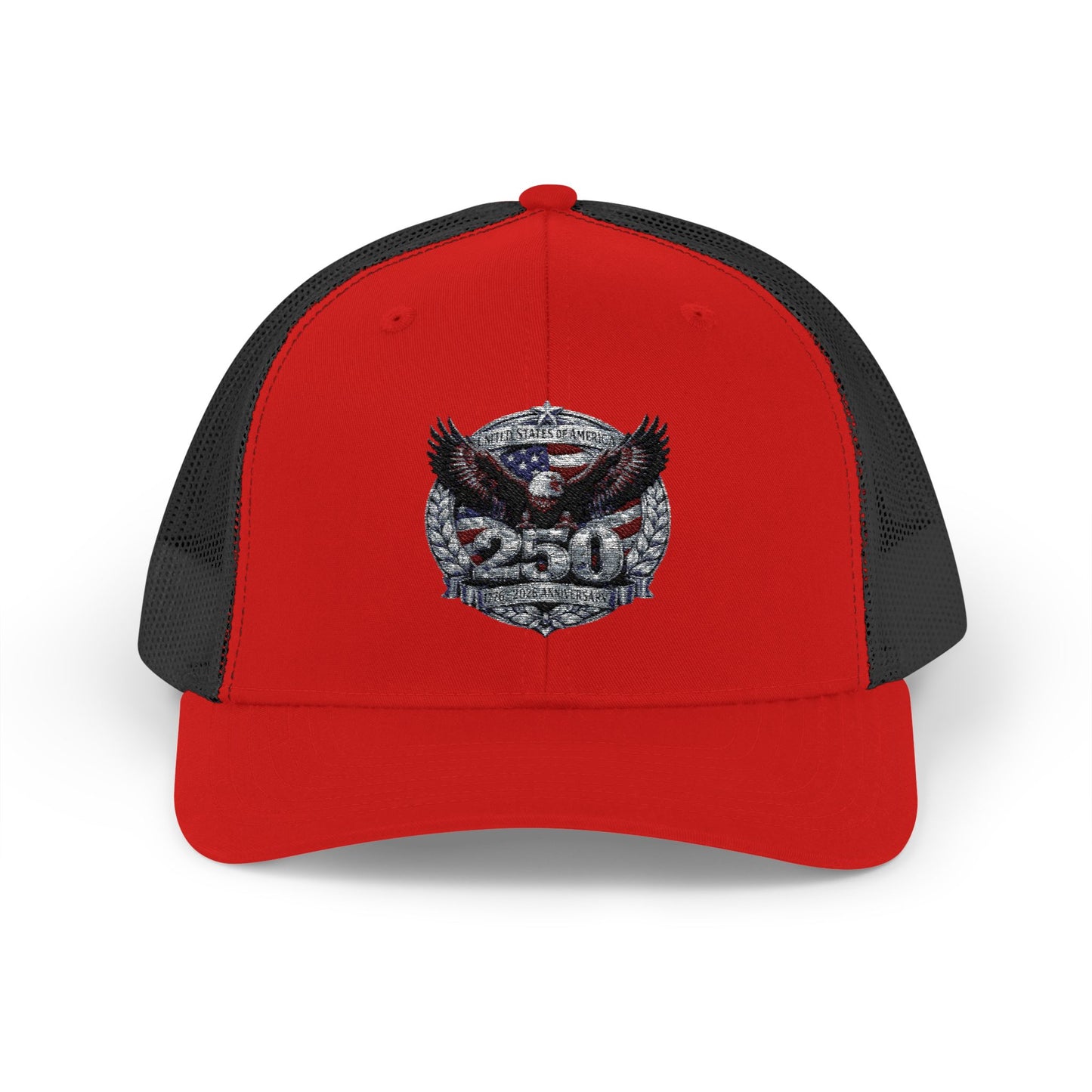 #250 Patriotic Bald Eagle 250 United States Emblem Snapback Trucker Cap