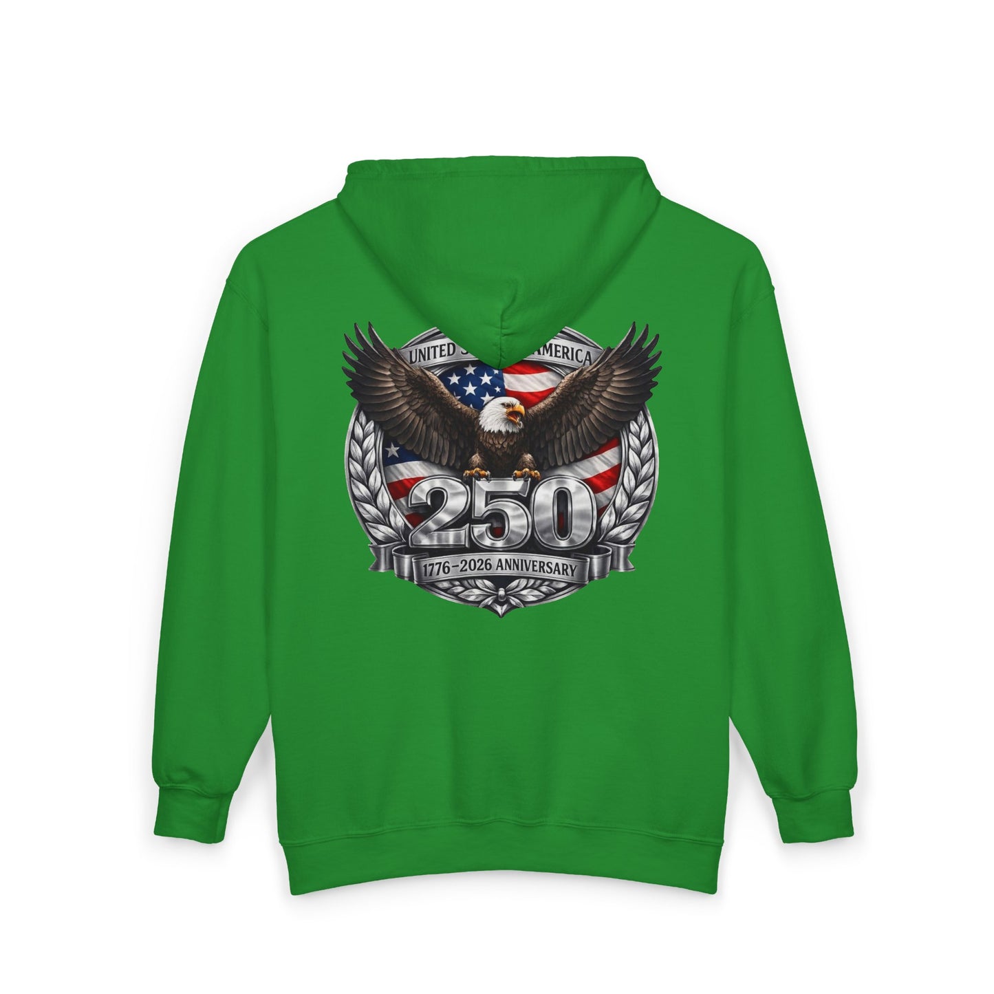 #250 Patriotic Bald Eagle 250 United States Emblem Zip Hoodie