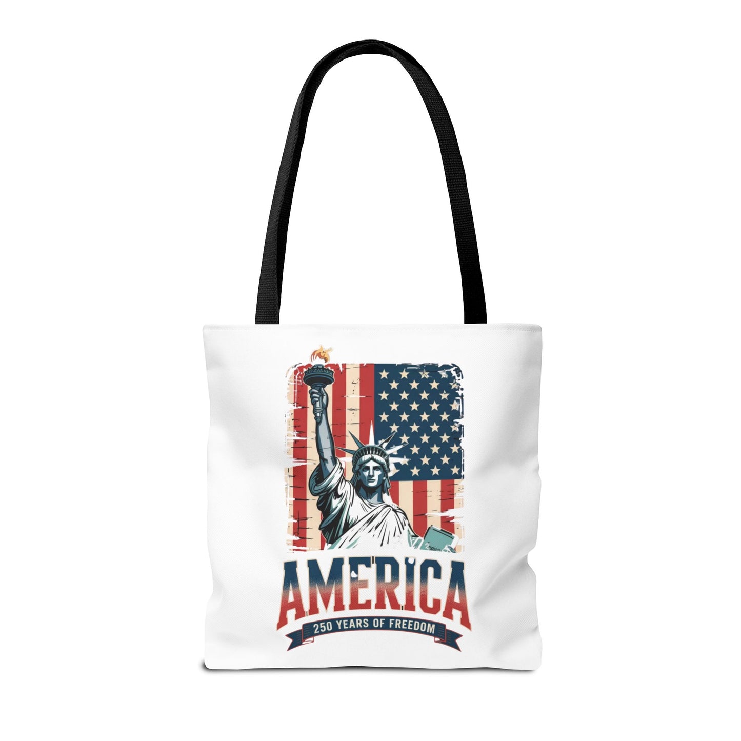 #250 Statue of Liberty American Flag 'America' Patriotic Independence Day Tote Bag