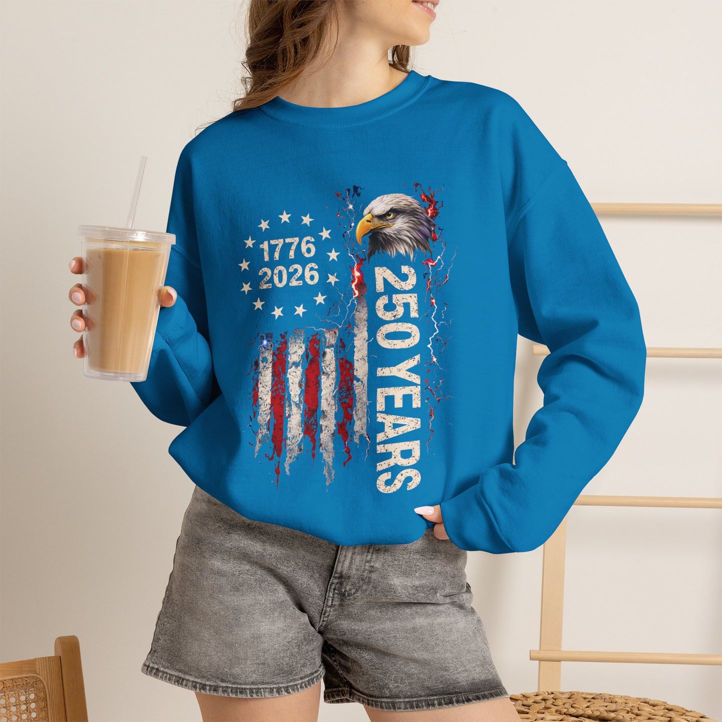 #250 1776-2026 250 Years USA Bicentennial Eagle Crewneck Sweatshirt
