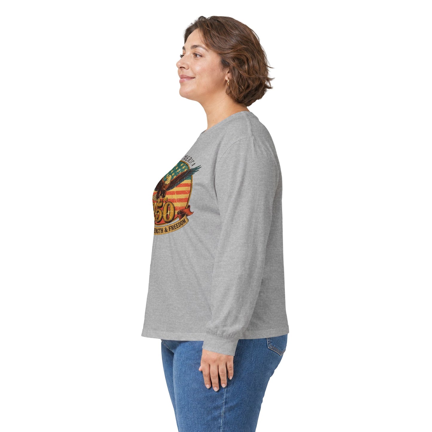 #250 Made in America Eagle 250th Anniversary Patriotic Long Sleeve Tee