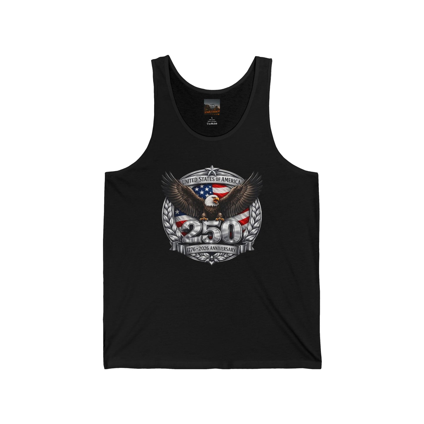 #250 Patriotic Bald Eagle 250 United States Emblem Jersey Tank Top