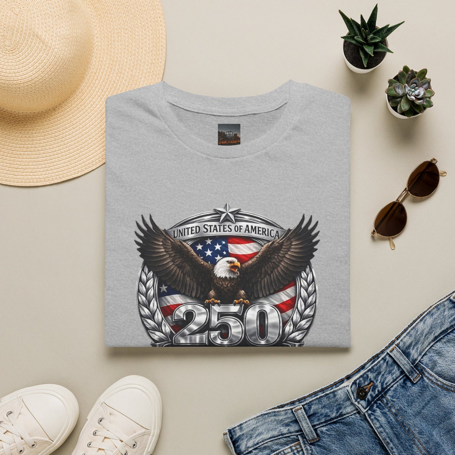 #250 Patriotic Bald Eagle 250 United States Emblem T-Shirt