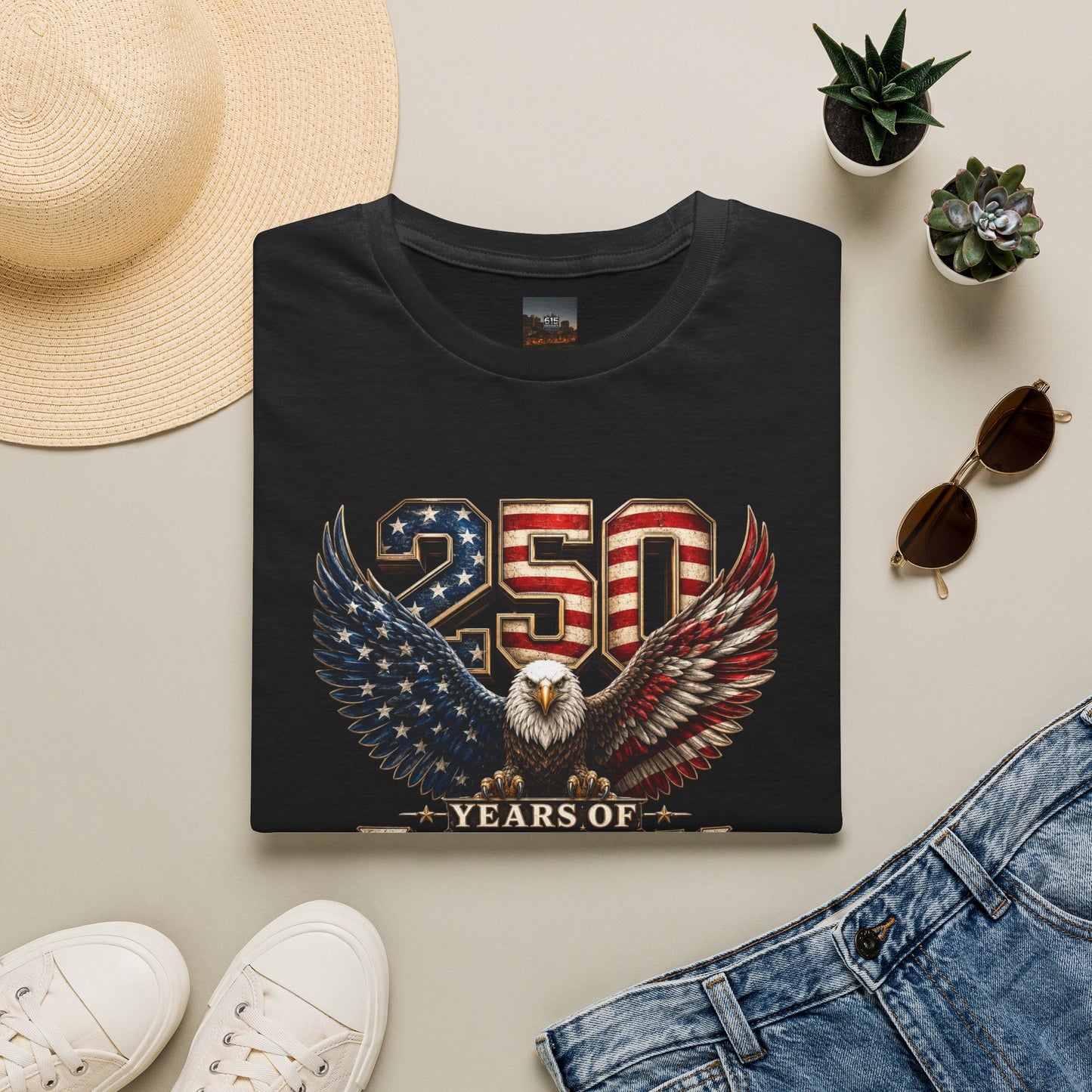 #250 250 Years of Freedom Eagle Patriotic American Flag Anniversary (1776–2026) T-Shirt