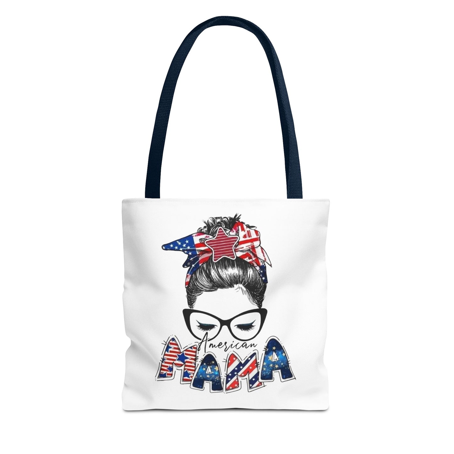 #250 Mama USA Flag Messy Bun Tote Bag