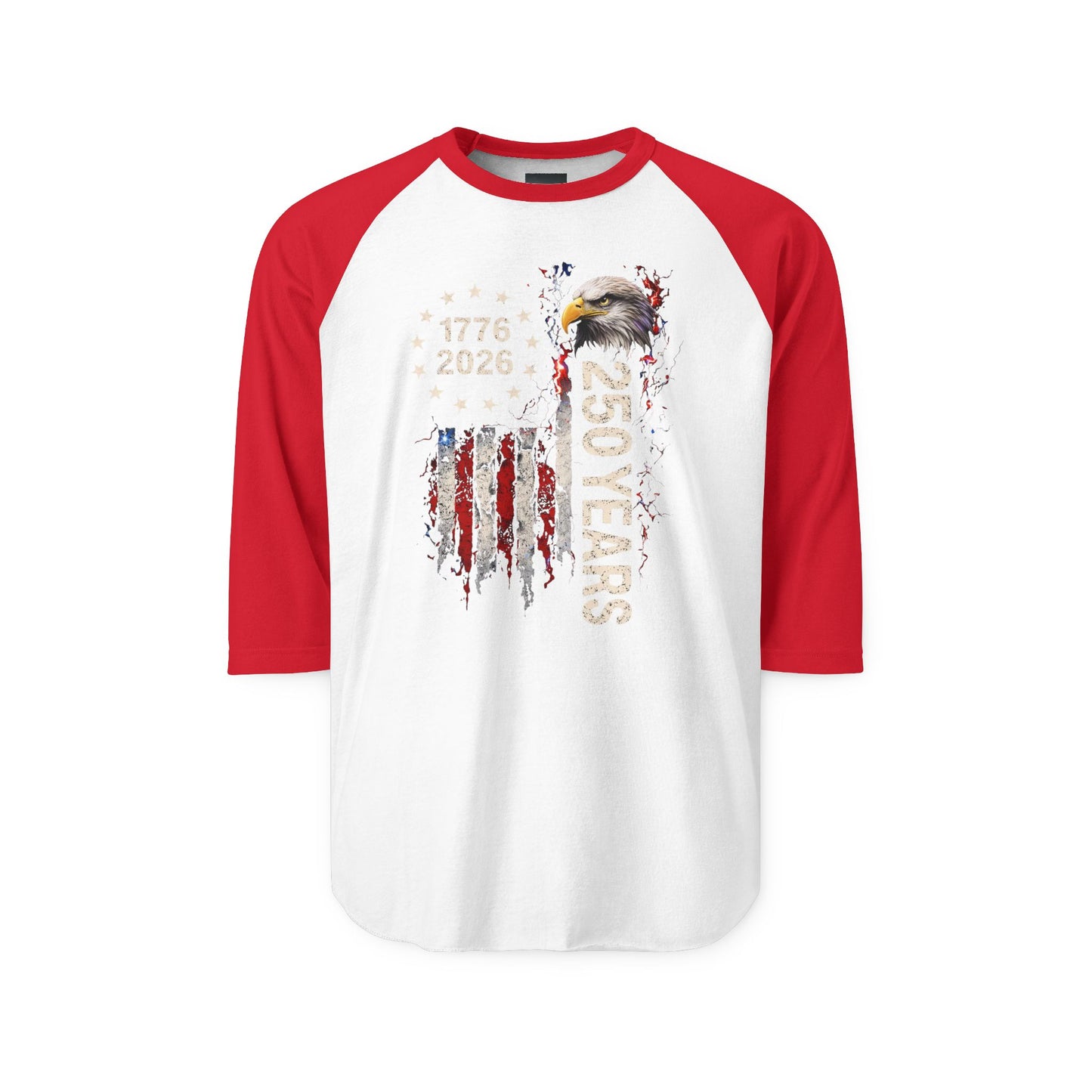#250 1776-2026 250 Years USA Bicentennial Eagle Raglan Shirt Baseball Tee