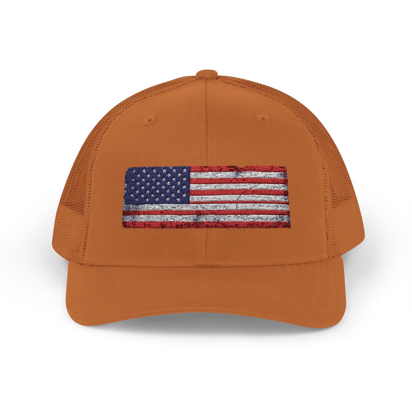 #250 Distressed American Flag Snapback Trucker Cap