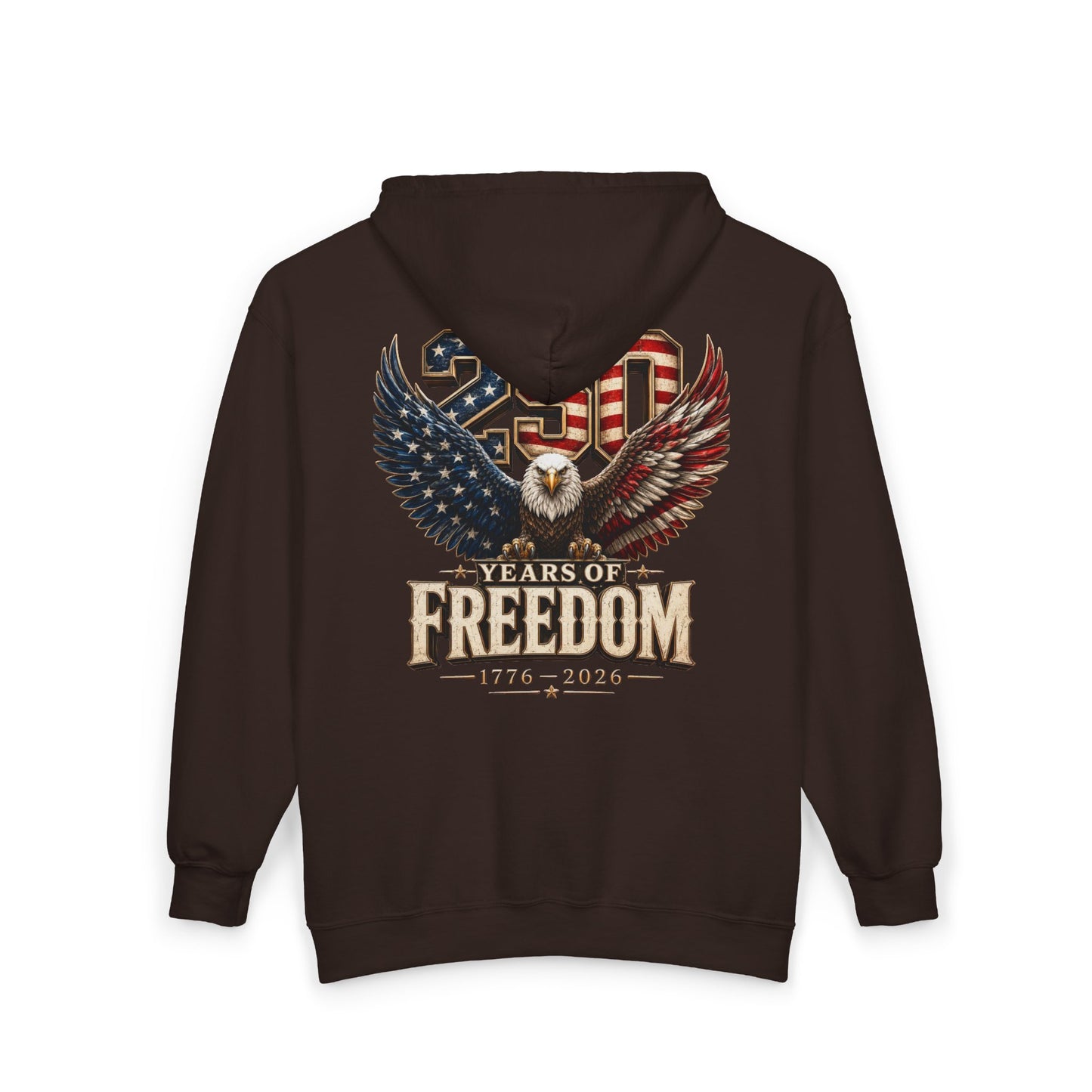 #250 250 Years of Freedom Eagle Patriotic American Flag Anniversary (1776–2026) Zip Hoodie
