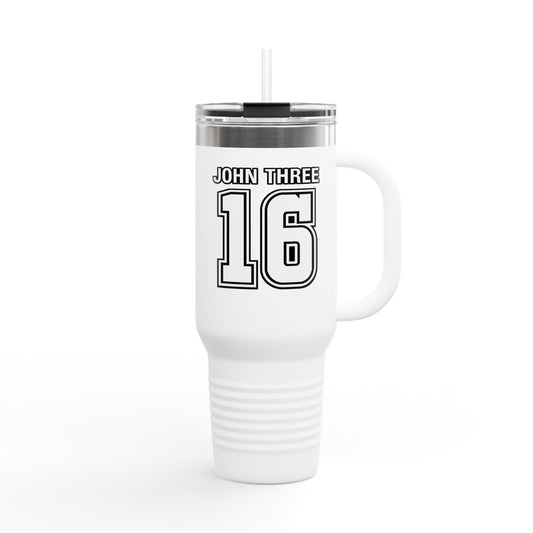 John Three 16 40oz Insulated Travel Mug — Stainless Steel Tumbler, Leak‑Resistant Cold & Hot Cup for Travel