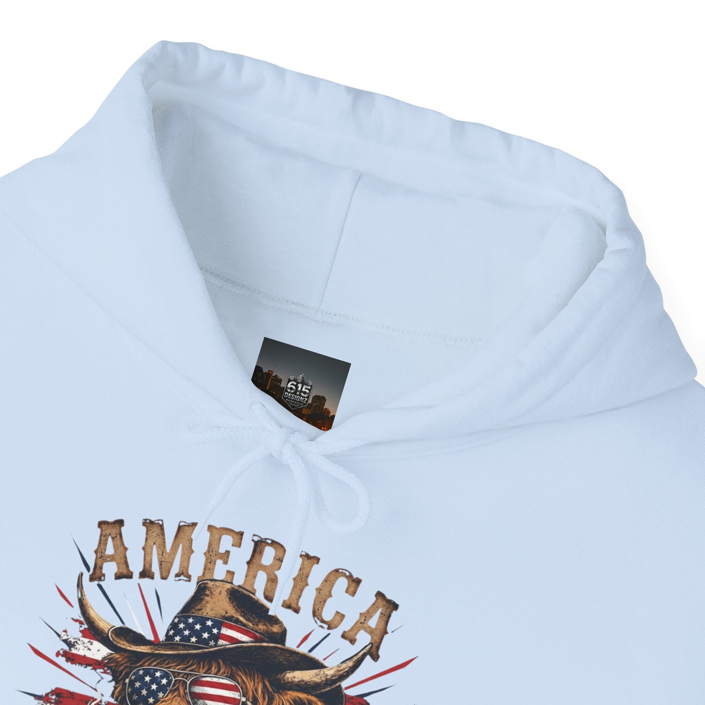 #250 America 250 Strong Patriotic Bull with American Flag Hoodie