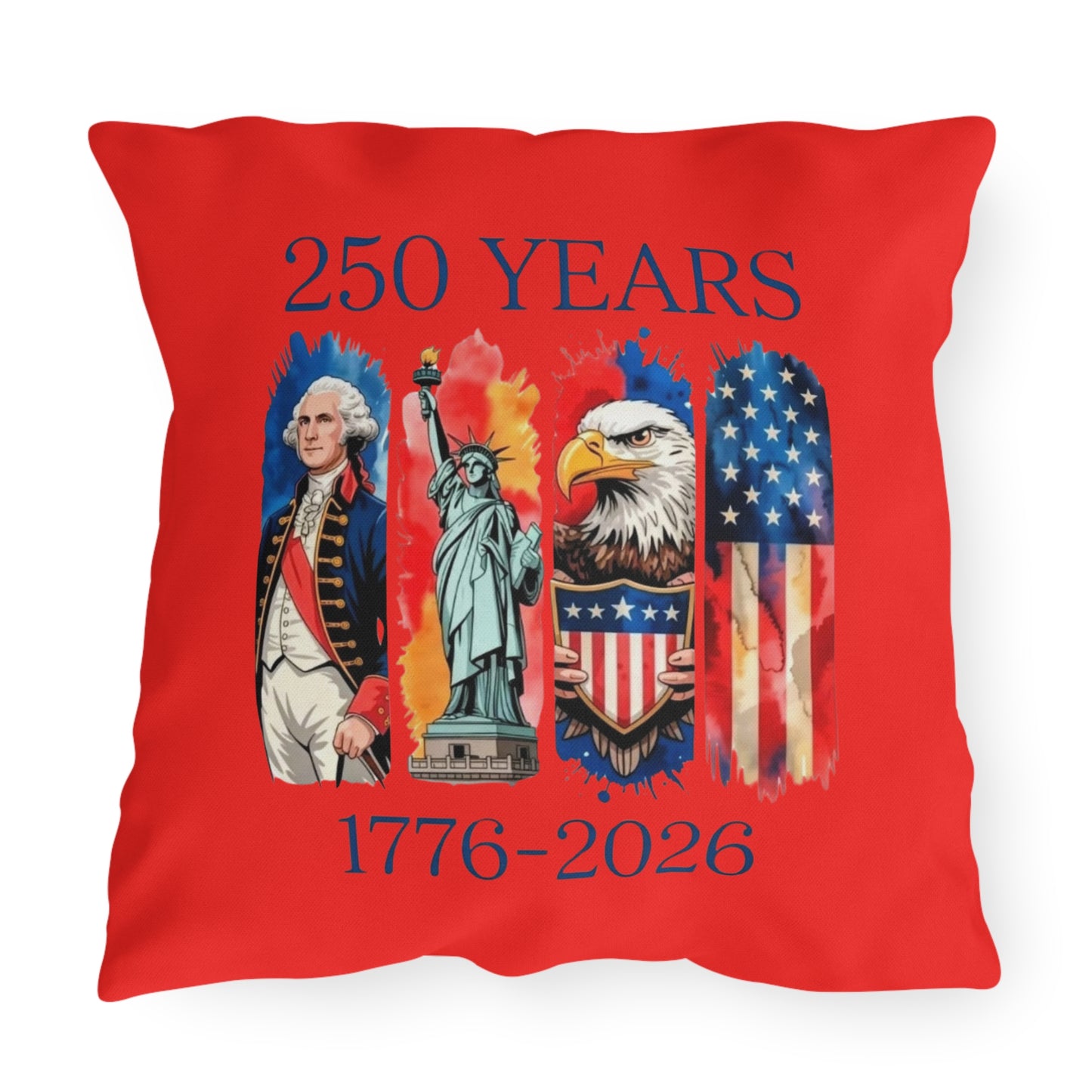 #250 250 Years American History Celebration 1776–2026 Patriotic Outdoor Throw Pillow