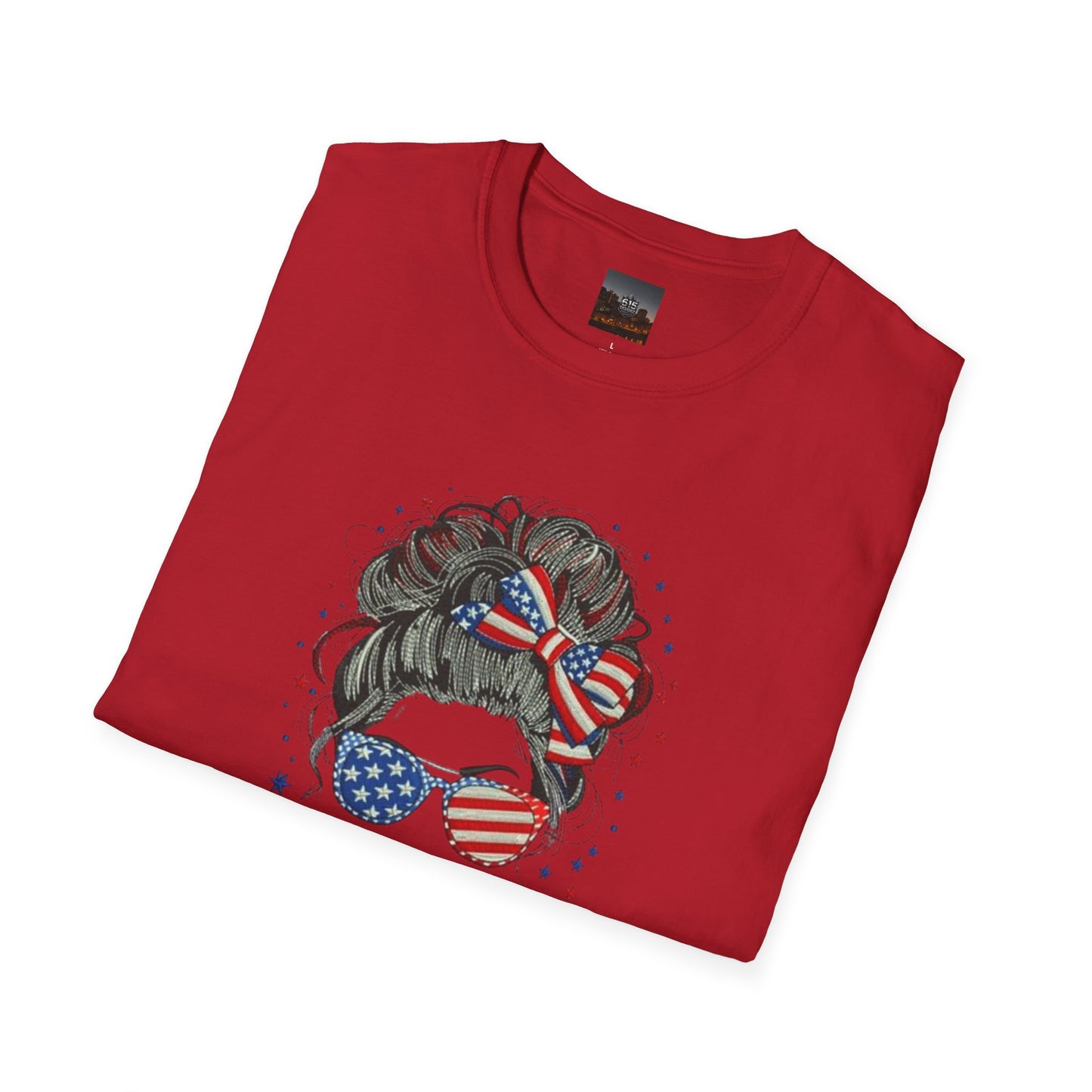 #250 "All American Girl" Patriotic Messy Bun T-Shirt