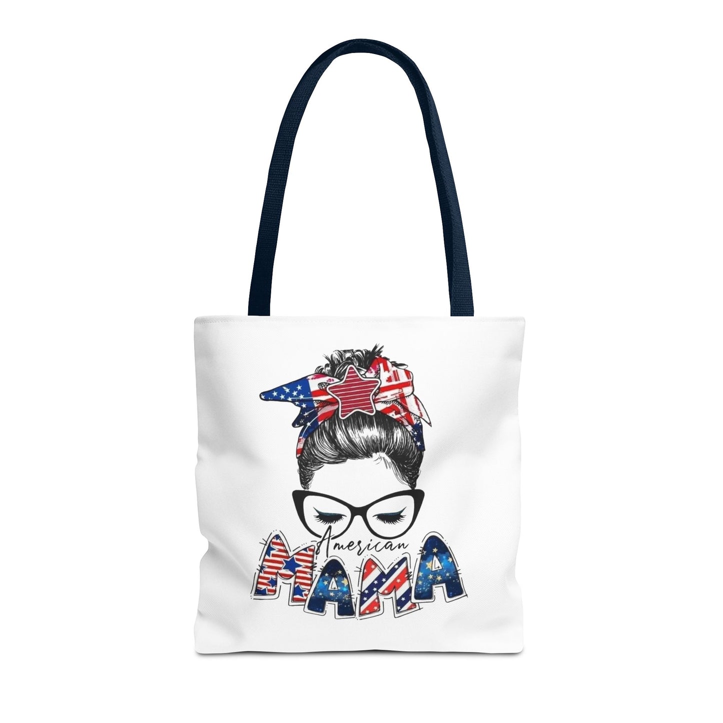 #250 Mama USA Flag Messy Bun Tote Bag