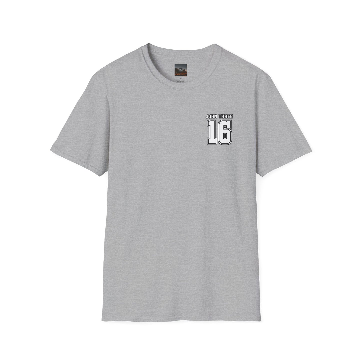 John Three 16 Chest and Back Jersey Print with Scripture Tee