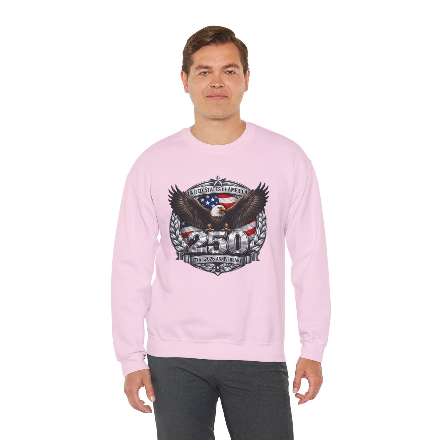 #250 Patriotic Bald Eagle 250 United States Emblem Crewneck Sweatshirt
