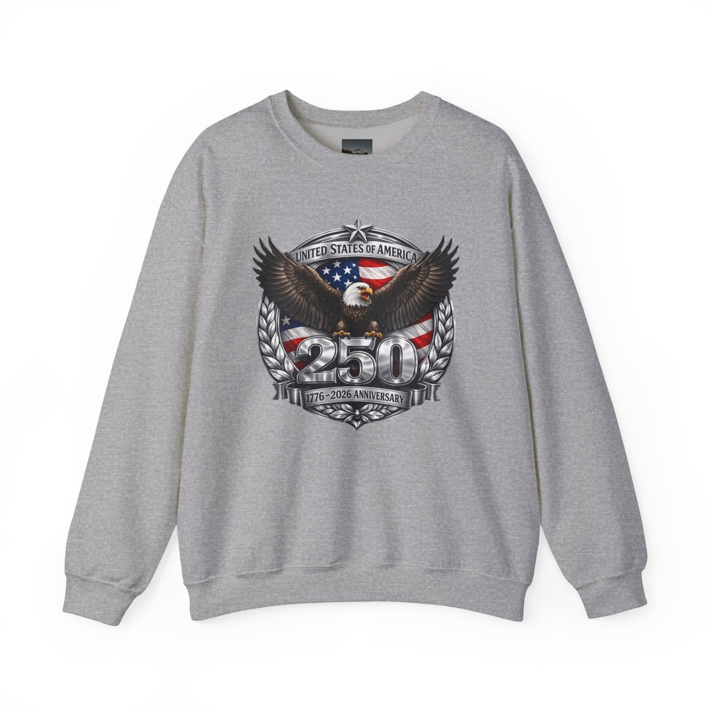 #250 Patriotic Bald Eagle 250 United States Emblem Crewneck Sweatshirt