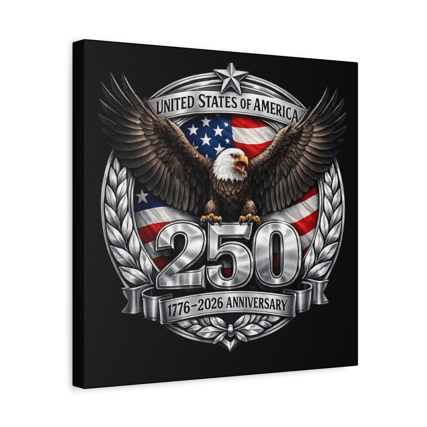 #250 Patriotic Bald Eagle 250 United States Emblem Matte Canvas Wall Art