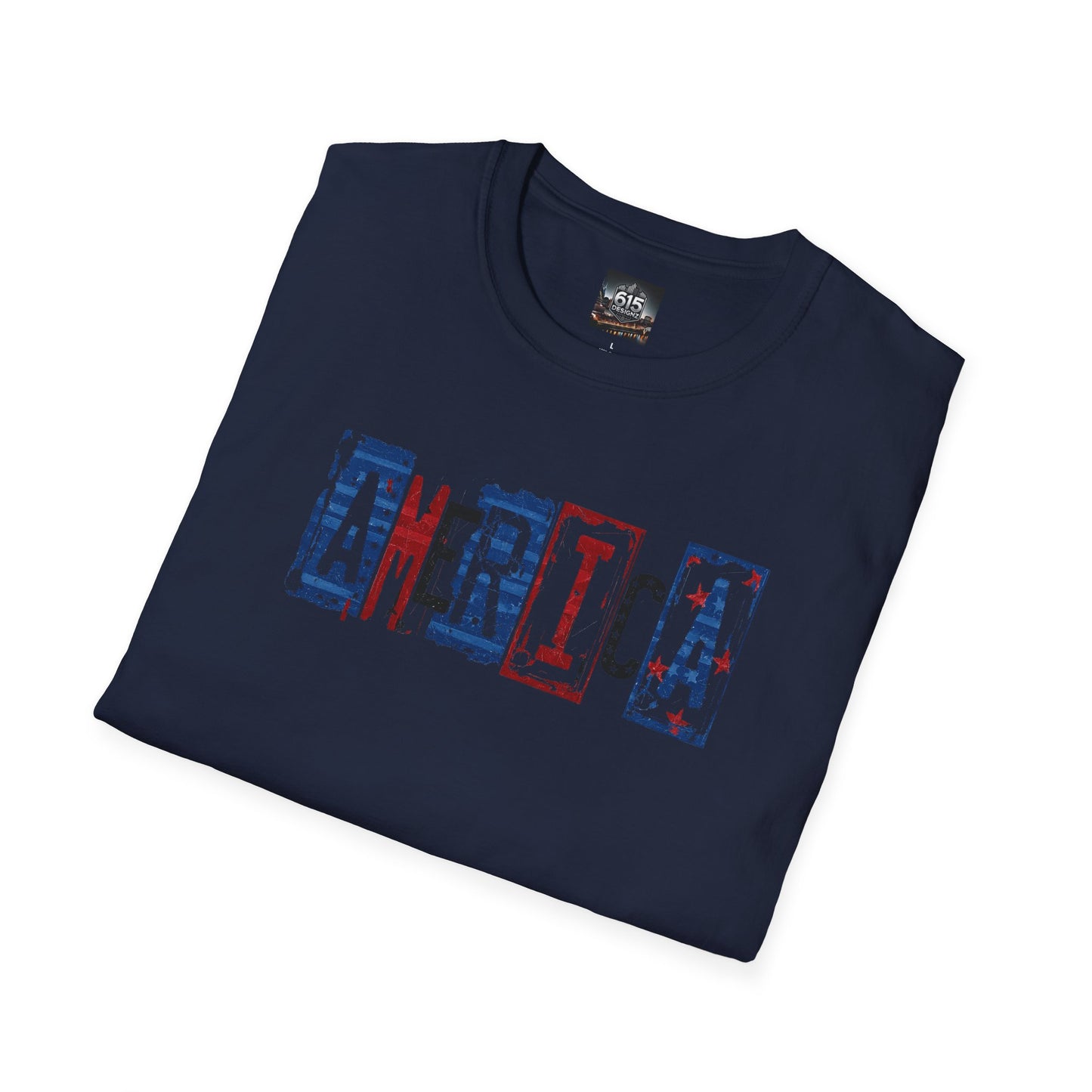 #250 America Retro Block Text Patriotic T-Shirt