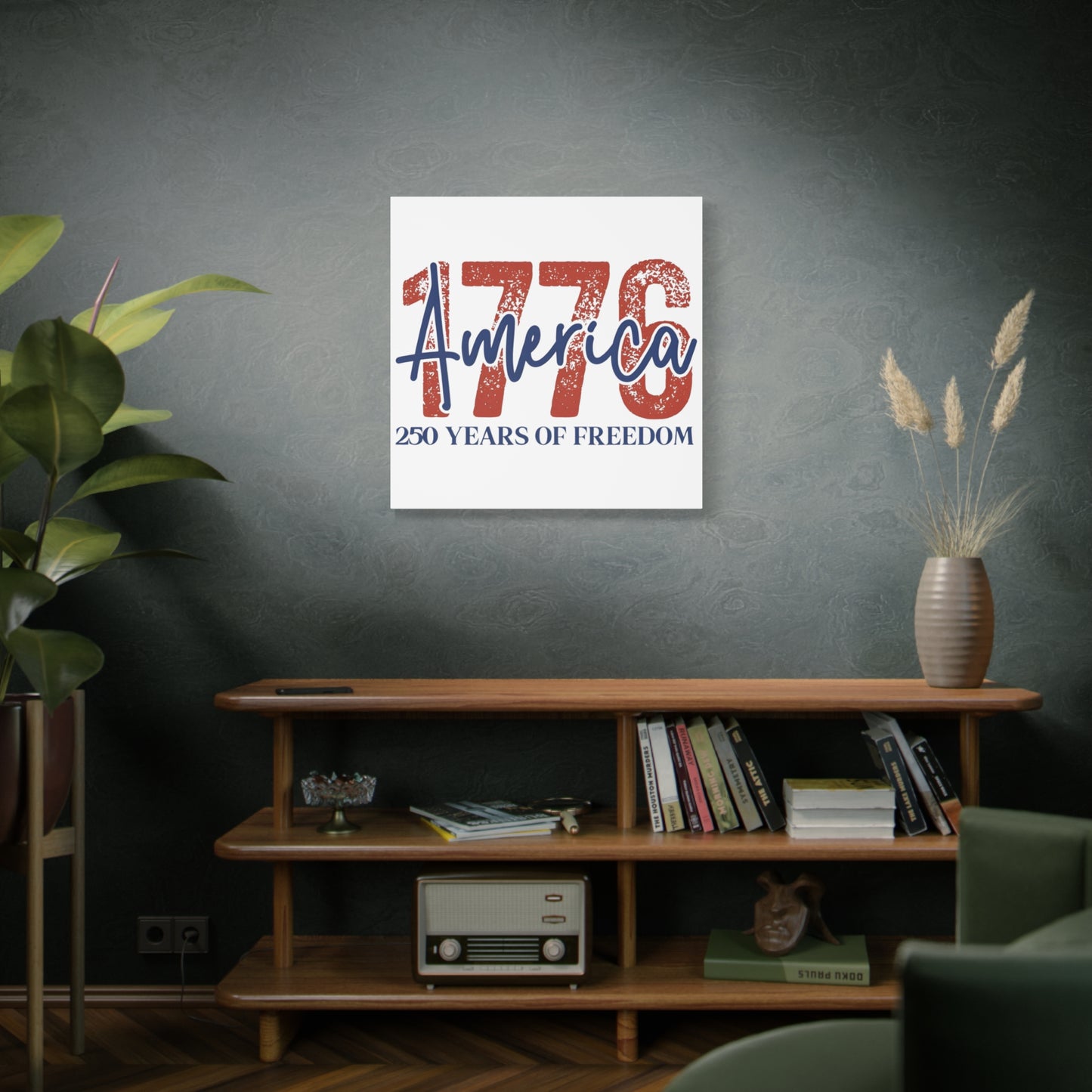 #250 1776 America: 250 Years of Freedom' Patriotic Independence Day Matte Canvas Wall Art
