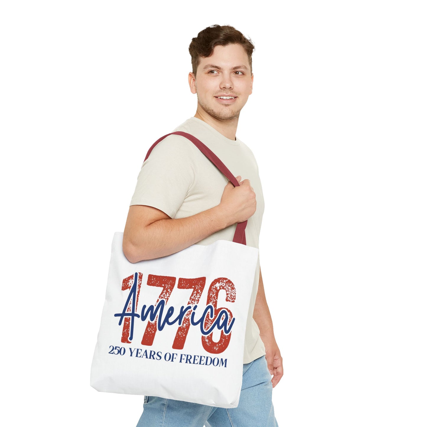 #250 1776 America: 250 Years of Freedom' Patriotic Independence Day Tote Bag