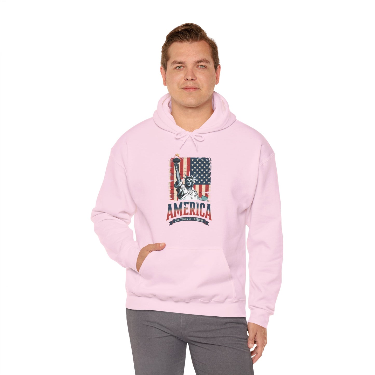 #250 Statue of Liberty American Flag 'America' Patriotic Independence Day Hoodie