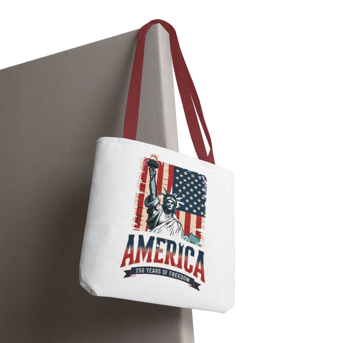 #250 Statue of Liberty American Flag 'America' Patriotic Independence Day Tote Bag
