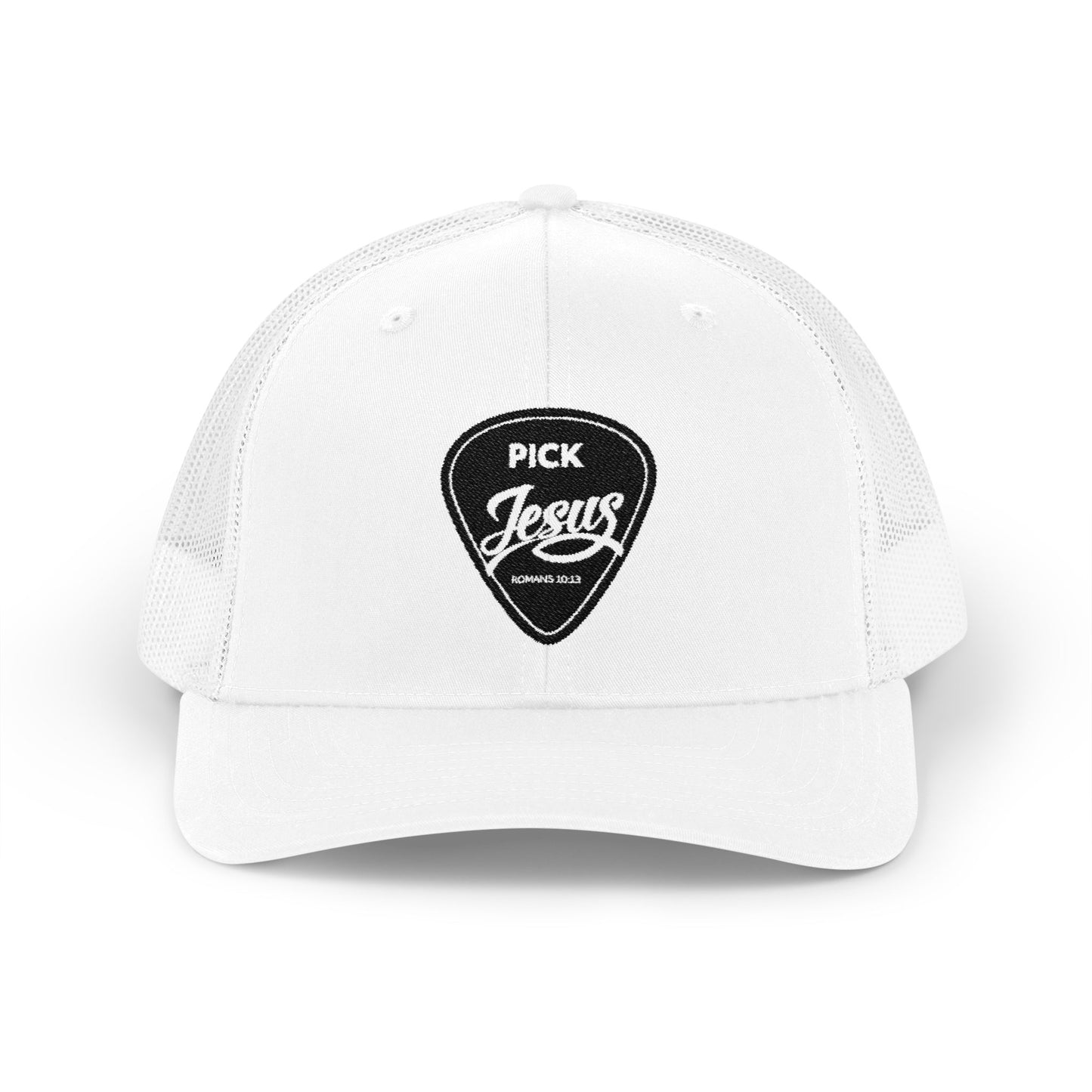 Pick Jesus Guitar Pick Trucker Cap Christian Guitar Pick Design (Romans 10:13)