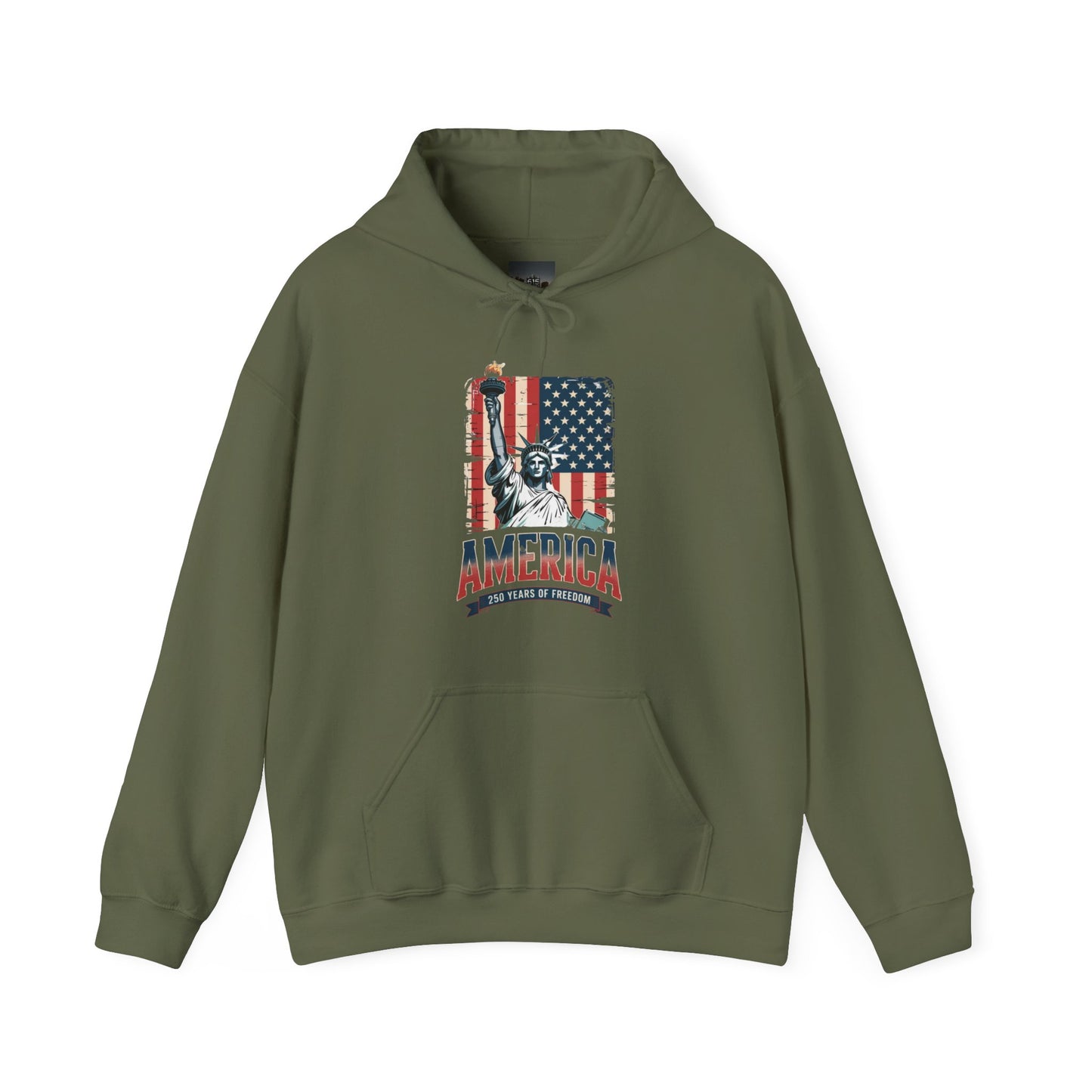 #250 Statue of Liberty American Flag 'America' Patriotic Independence Day Hoodie