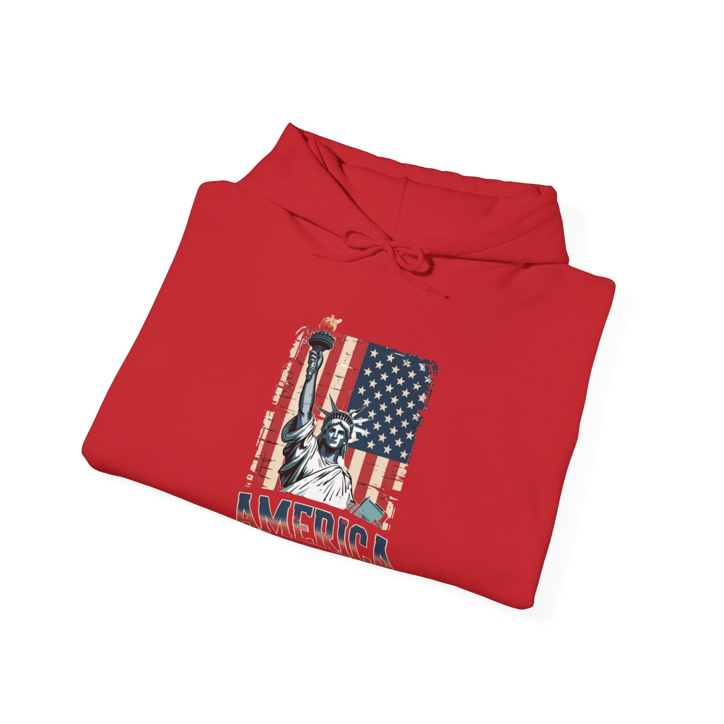 #250 Statue of Liberty American Flag 'America' Patriotic Independence Day Hoodie
